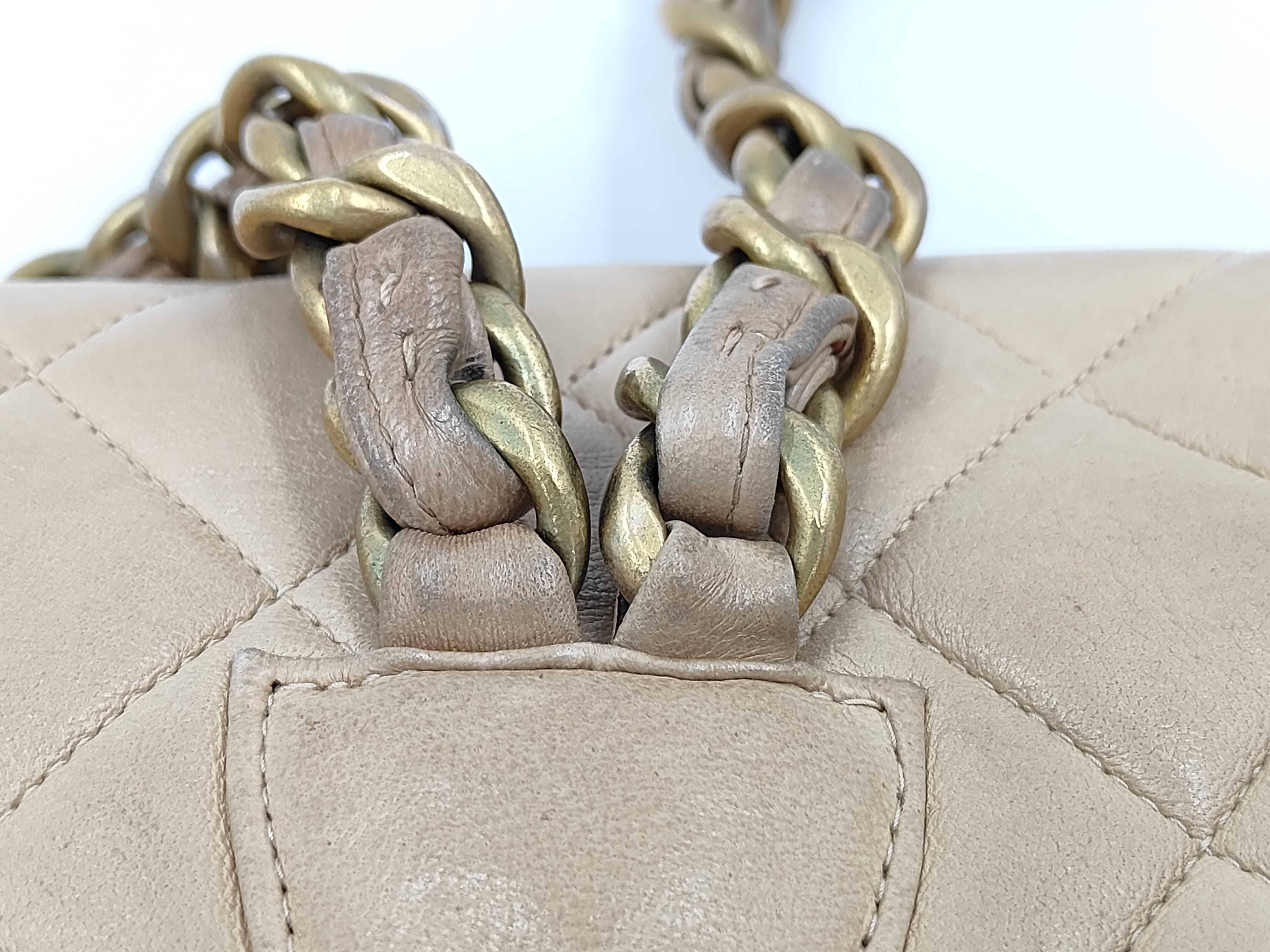 Matelassé Coco Mark Chain Backpack, Beige, Gold Hardware, 2958835 (Backpack) — view 12