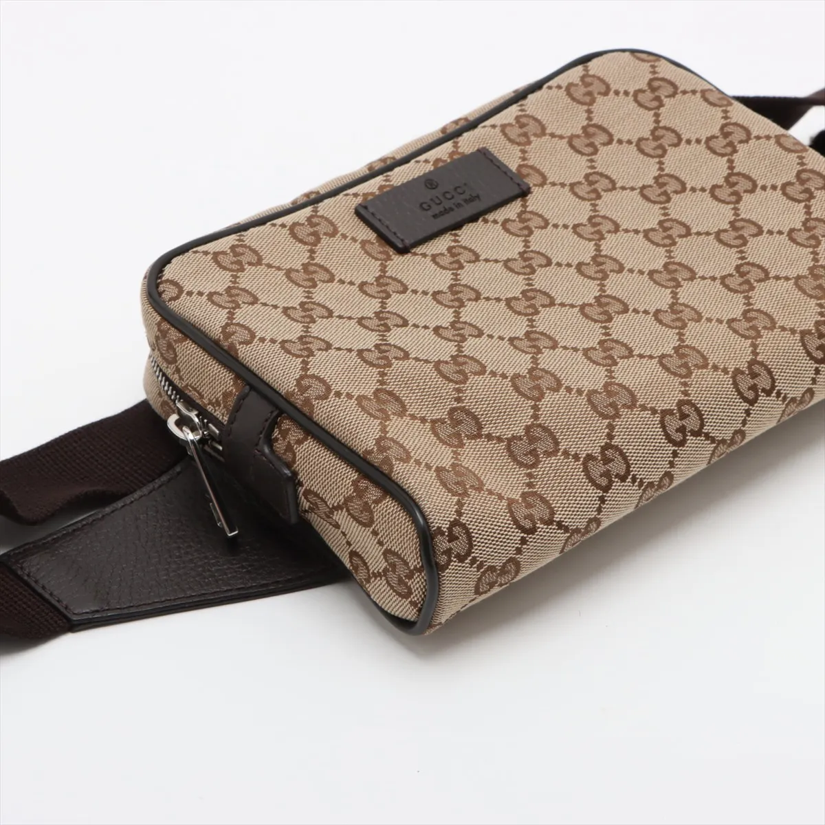 GG Canvas x Leather Body Bag Beige 449174 Outlet — view 4