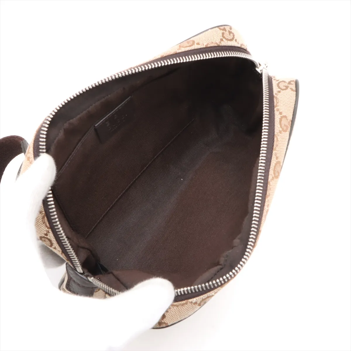 GG Canvas x Leather Body Bag Beige 449174 Outlet — view 6