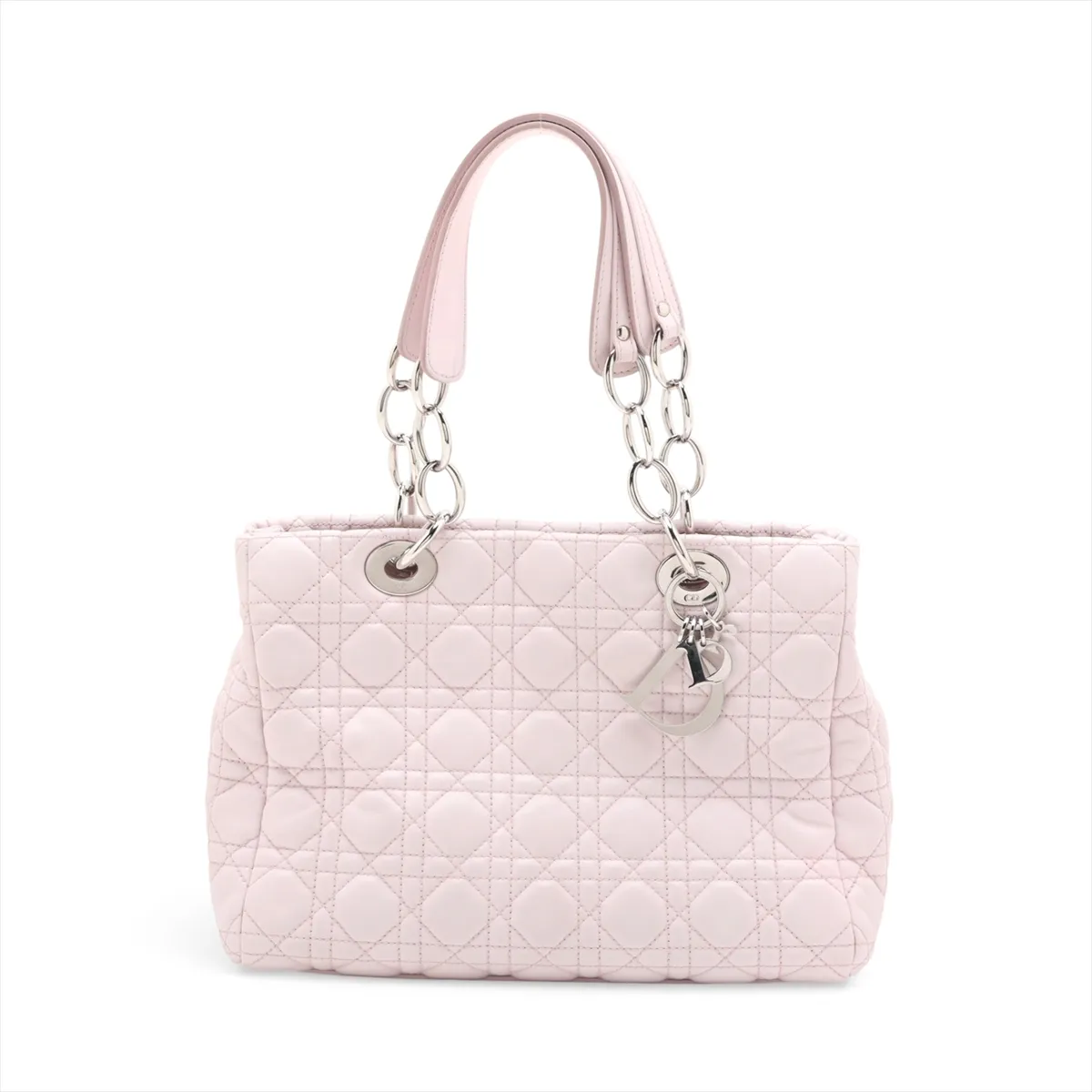 Cannage Leather Chain Handbag Pink