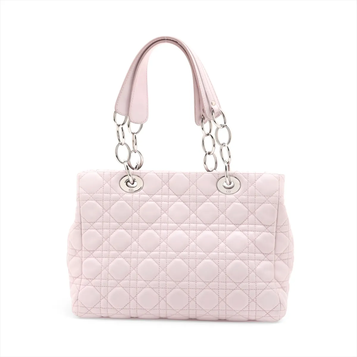 Cannage Leather Chain Handbag Pink — view 2