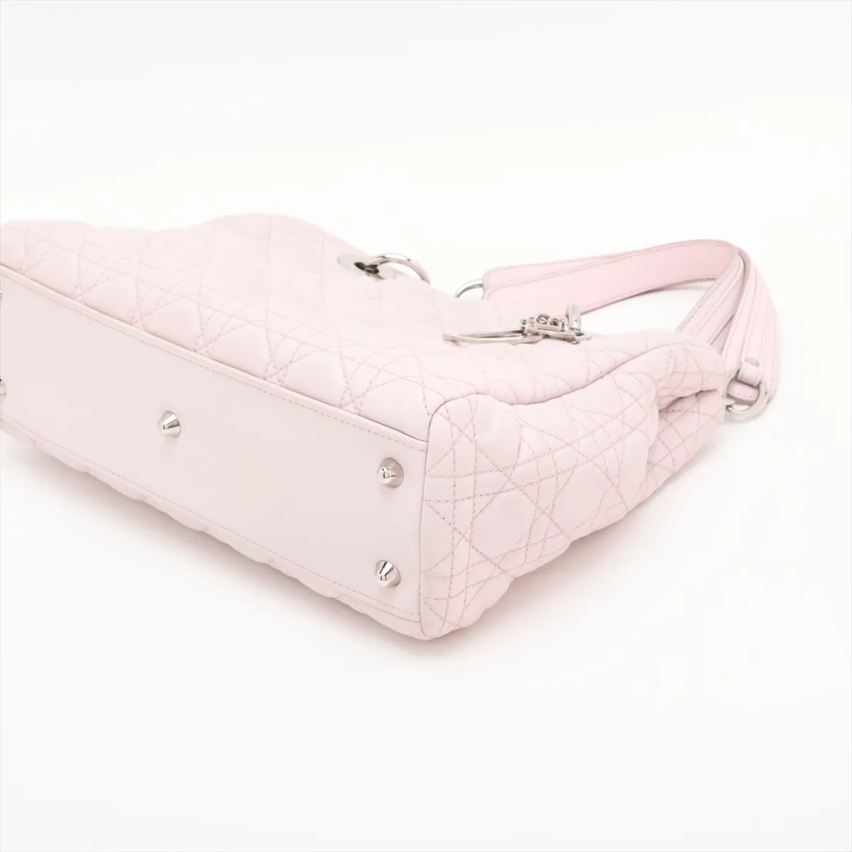 Cannage Leather Chain Handbag Pink — view 3