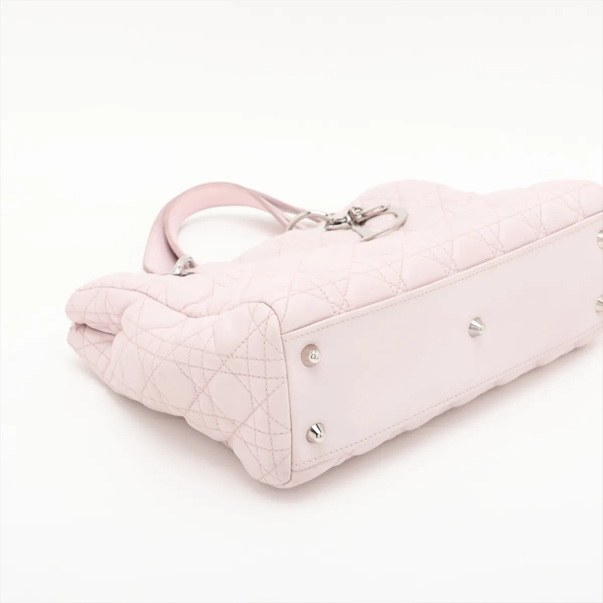 Cannage Leather Chain Handbag Pink — view 4