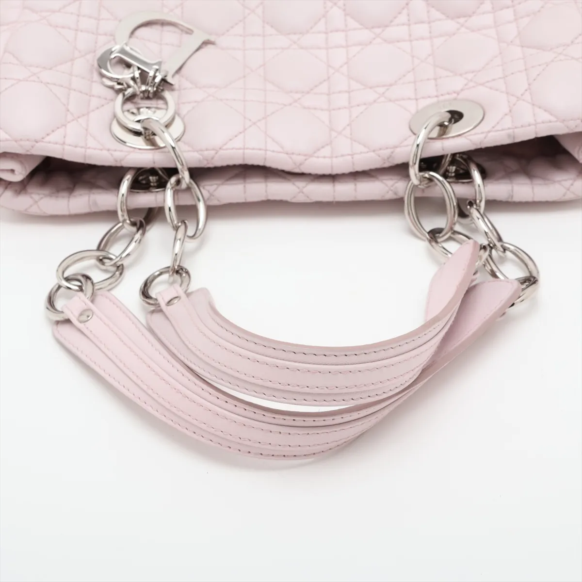 Cannage Leather Chain Handbag Pink — view 5