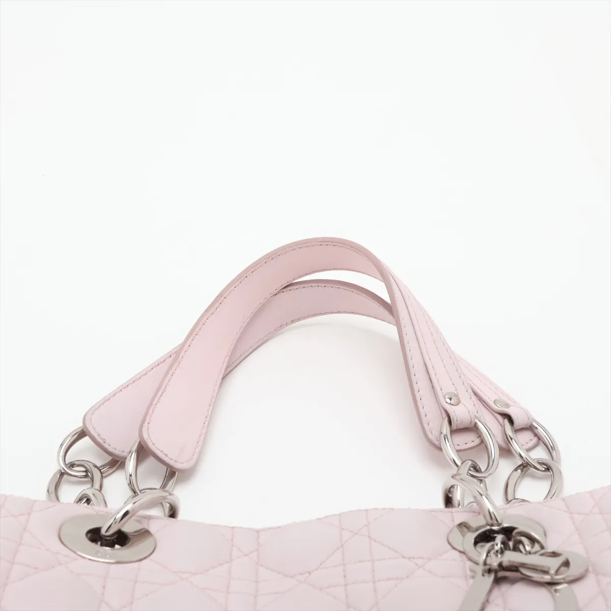 Cannage Leather Chain Handbag Pink — view 6