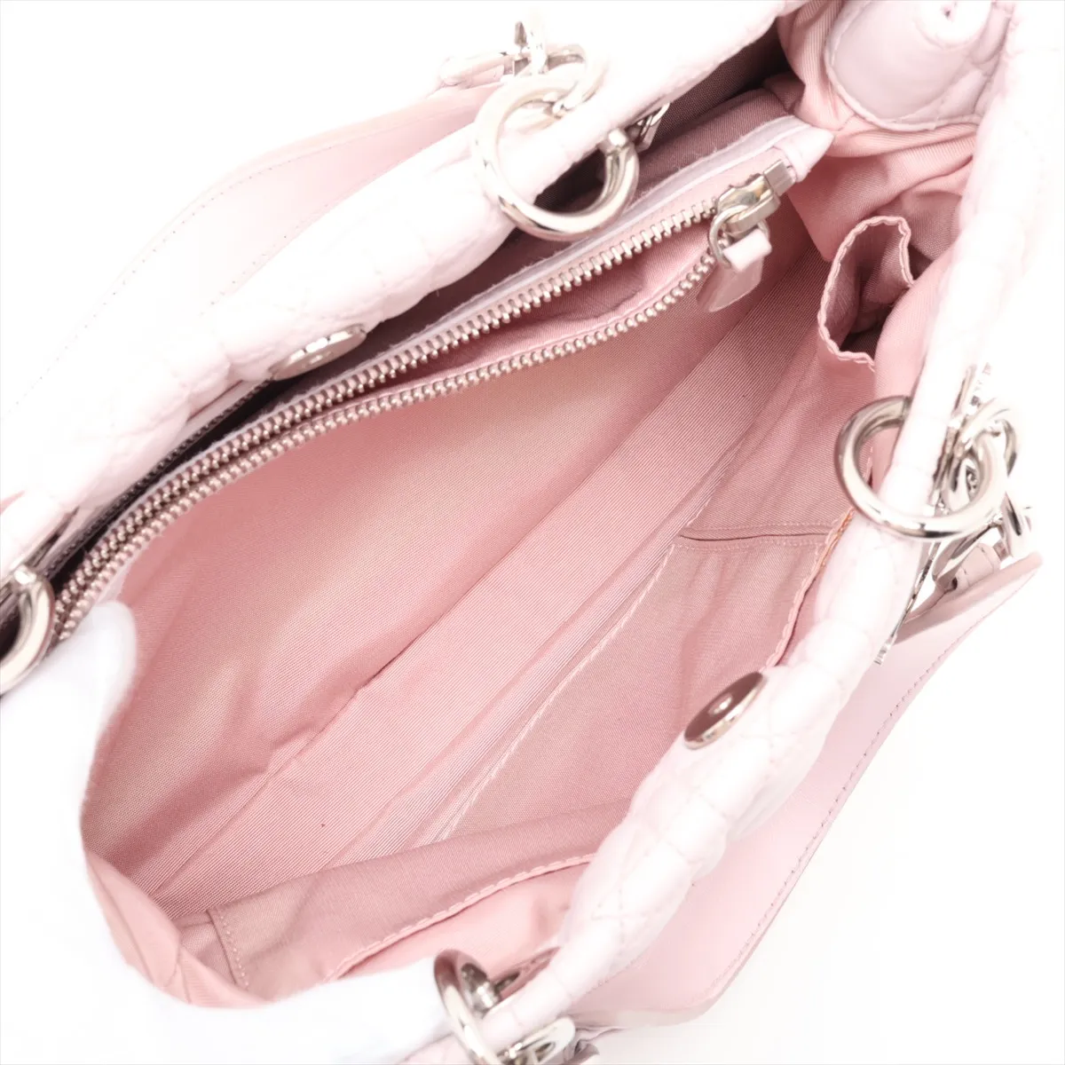 Cannage Leather Chain Handbag Pink — view 10