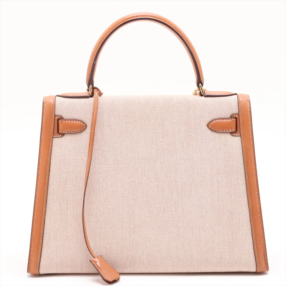 [Individually packaged] Hermes Kelly 28 Sellier Toile H x Veau Barenia Beige x Gold hardware I: 1979 Cadena cannot be opened — view 2
