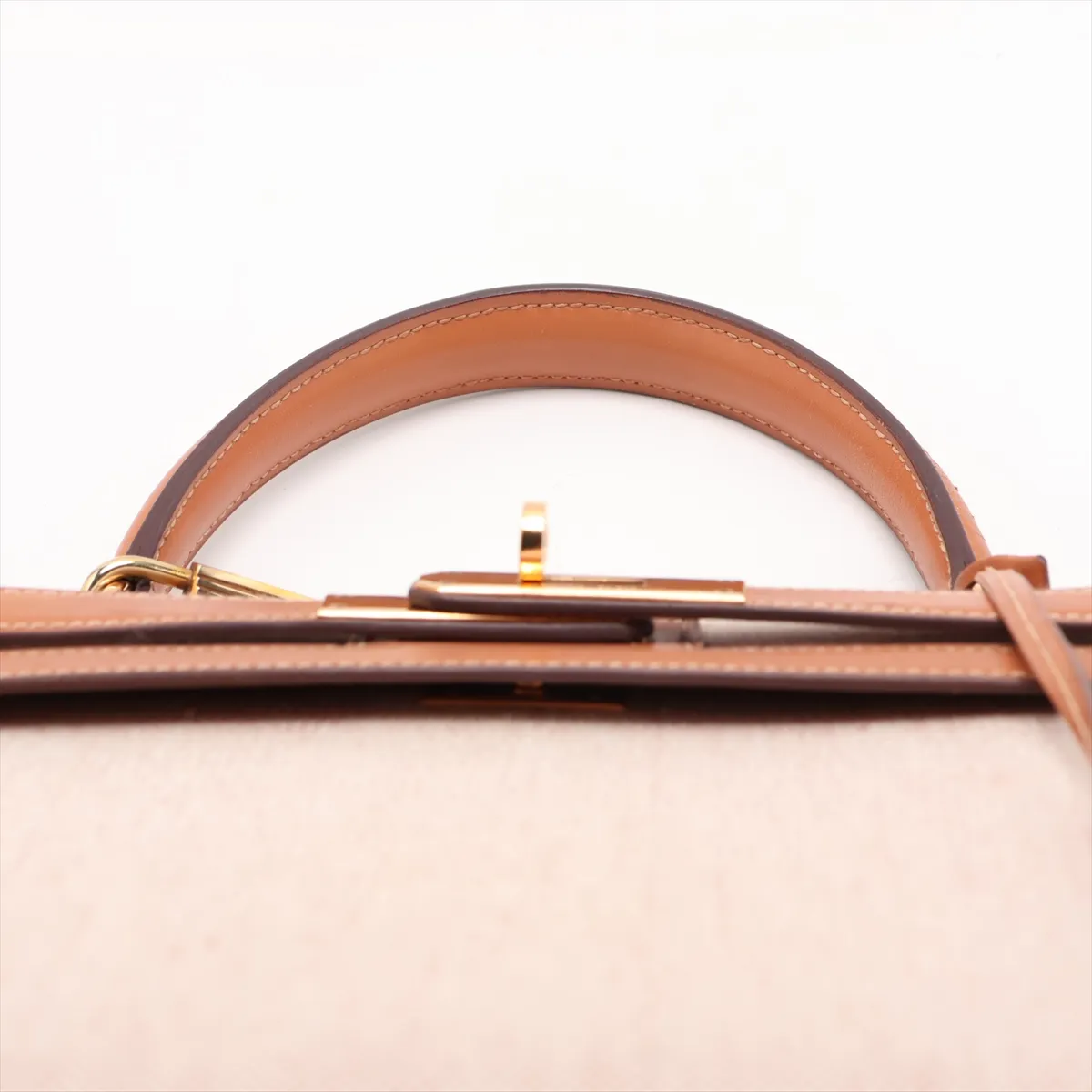 [Individually packaged] Hermes Kelly 28 Sellier Toile H x Veau Barenia Beige x Gold hardware I: 1979 Cadena cannot be opened — view 6