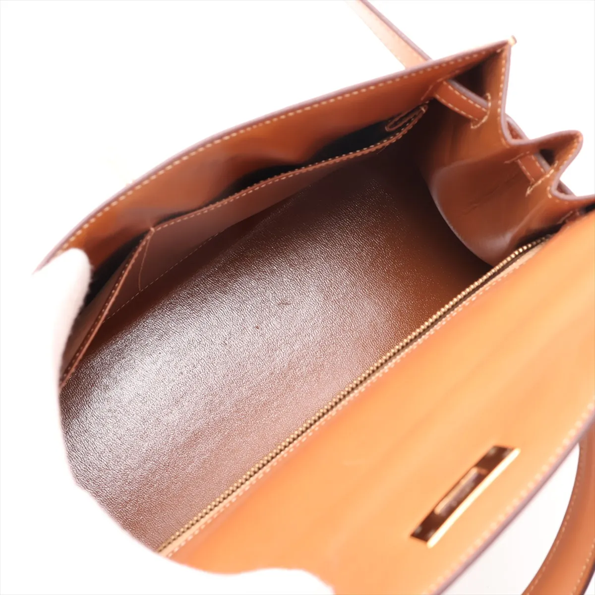 [Individually packaged] Hermes Kelly 28 Sellier Toile H x Veau Barenia Beige x Gold hardware I: 1979 Cadena cannot be opened — view 7