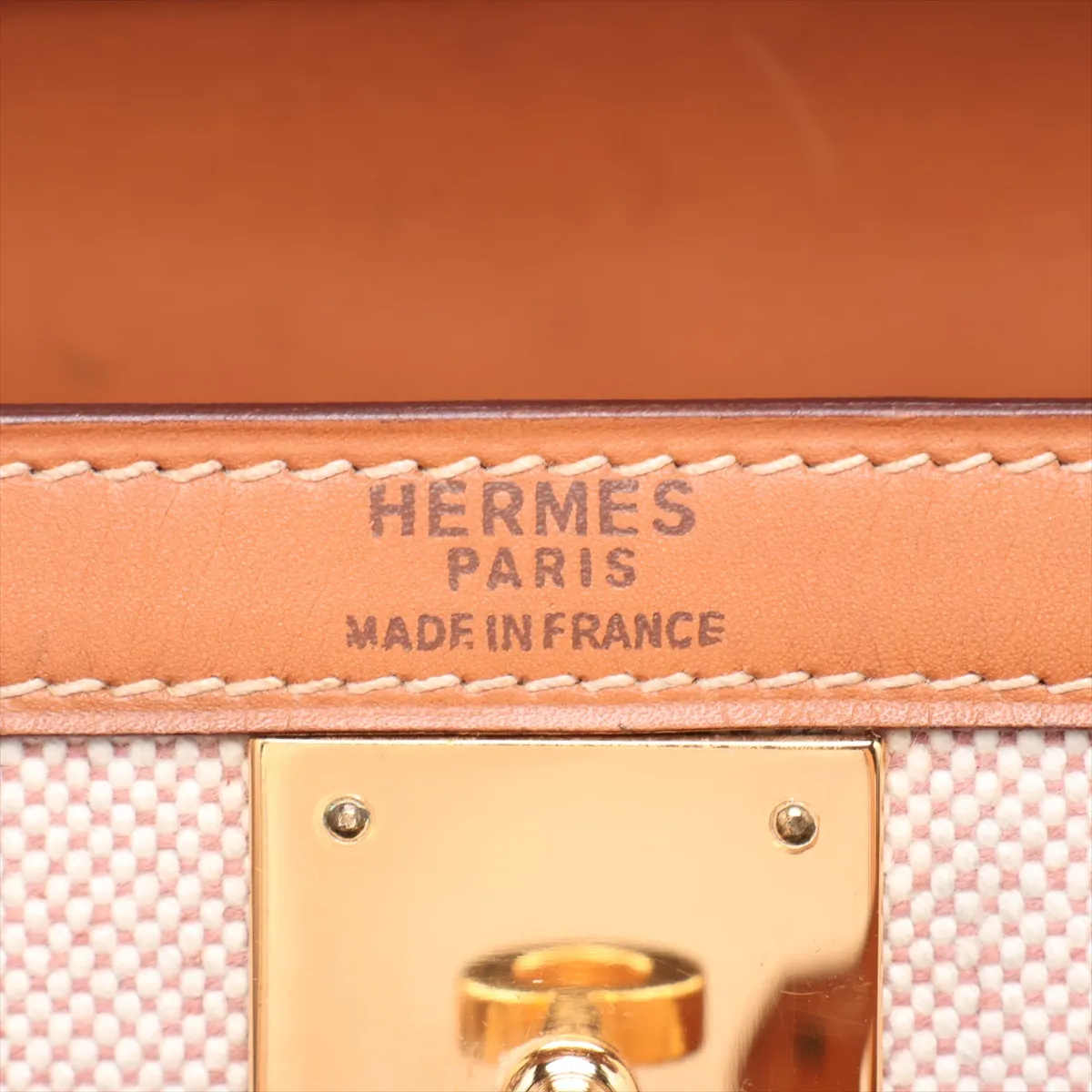 [Individually packaged] Hermes Kelly 28 Sellier Toile H x Veau Barenia Beige x Gold hardware I: 1979 Cadena cannot be opened — view 9