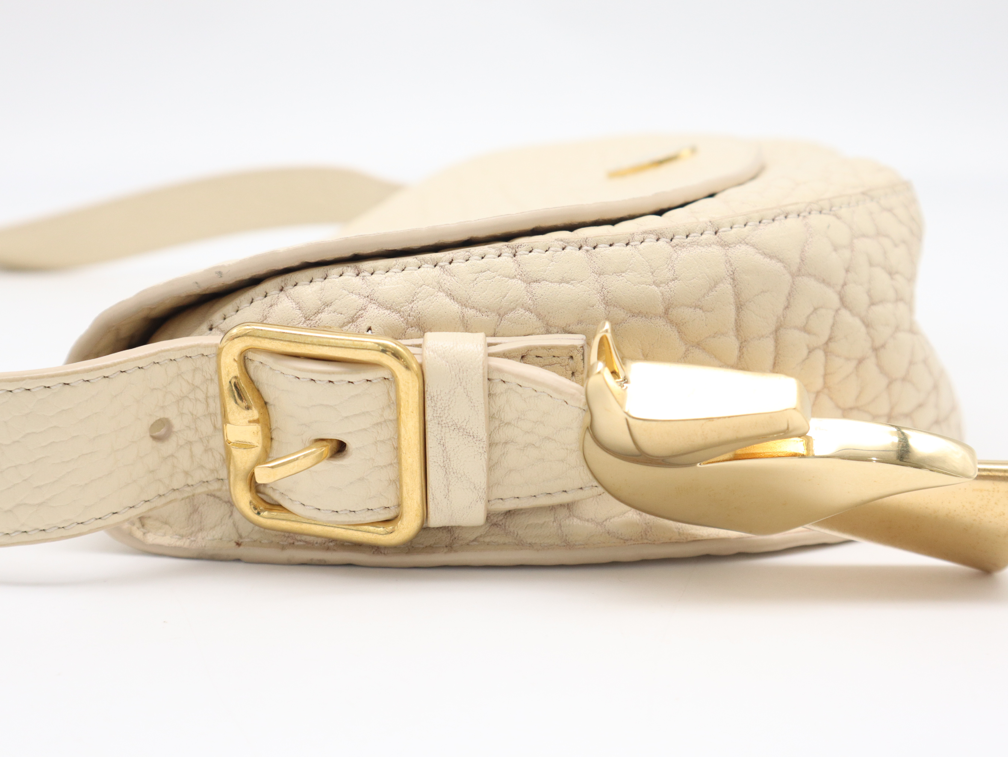 Small Chess Leather Shoulder Bag in Ivory with Dust Bag — view 3