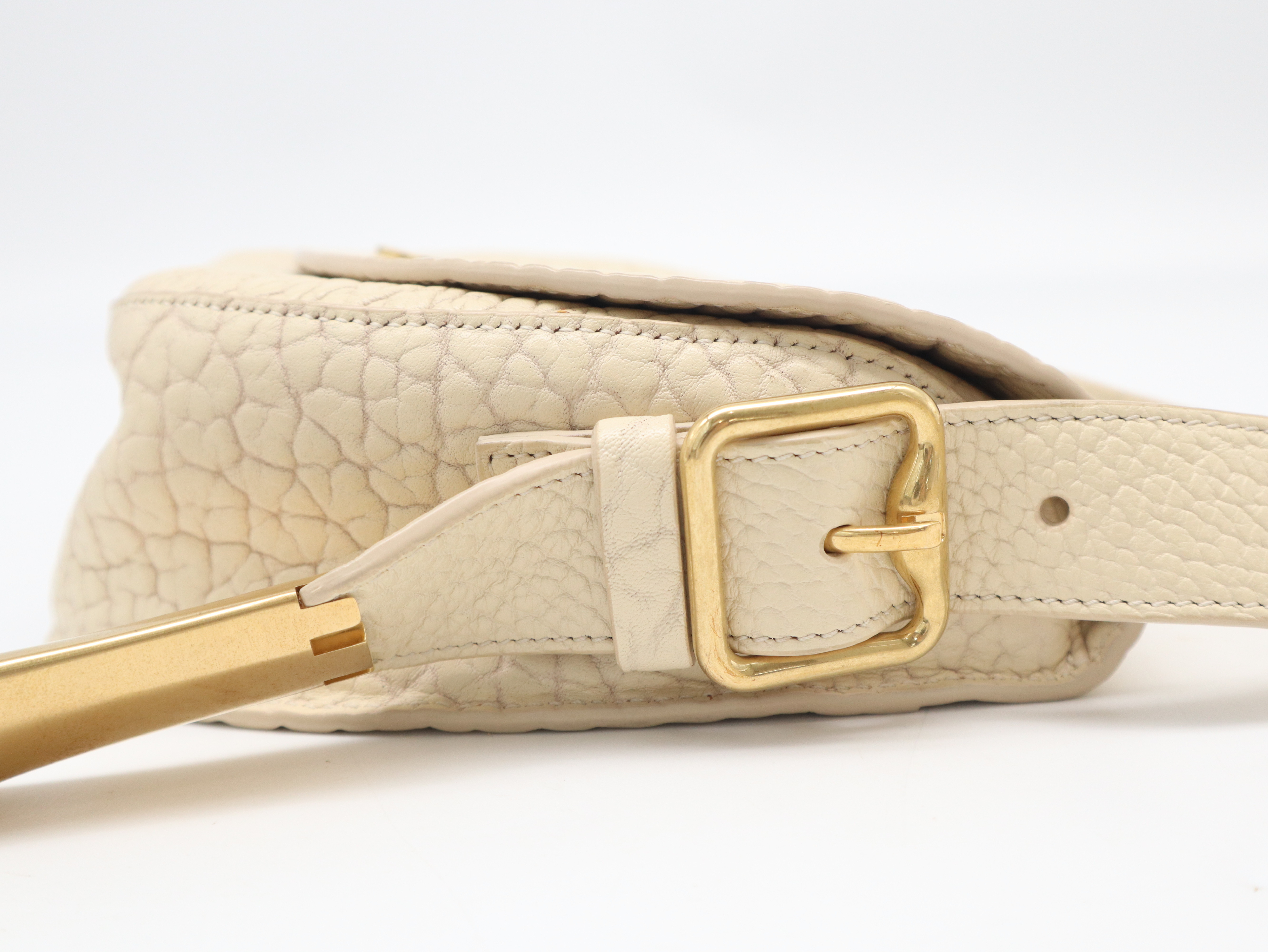 Small Chess Leather Shoulder Bag in Ivory with Dust Bag — view 4