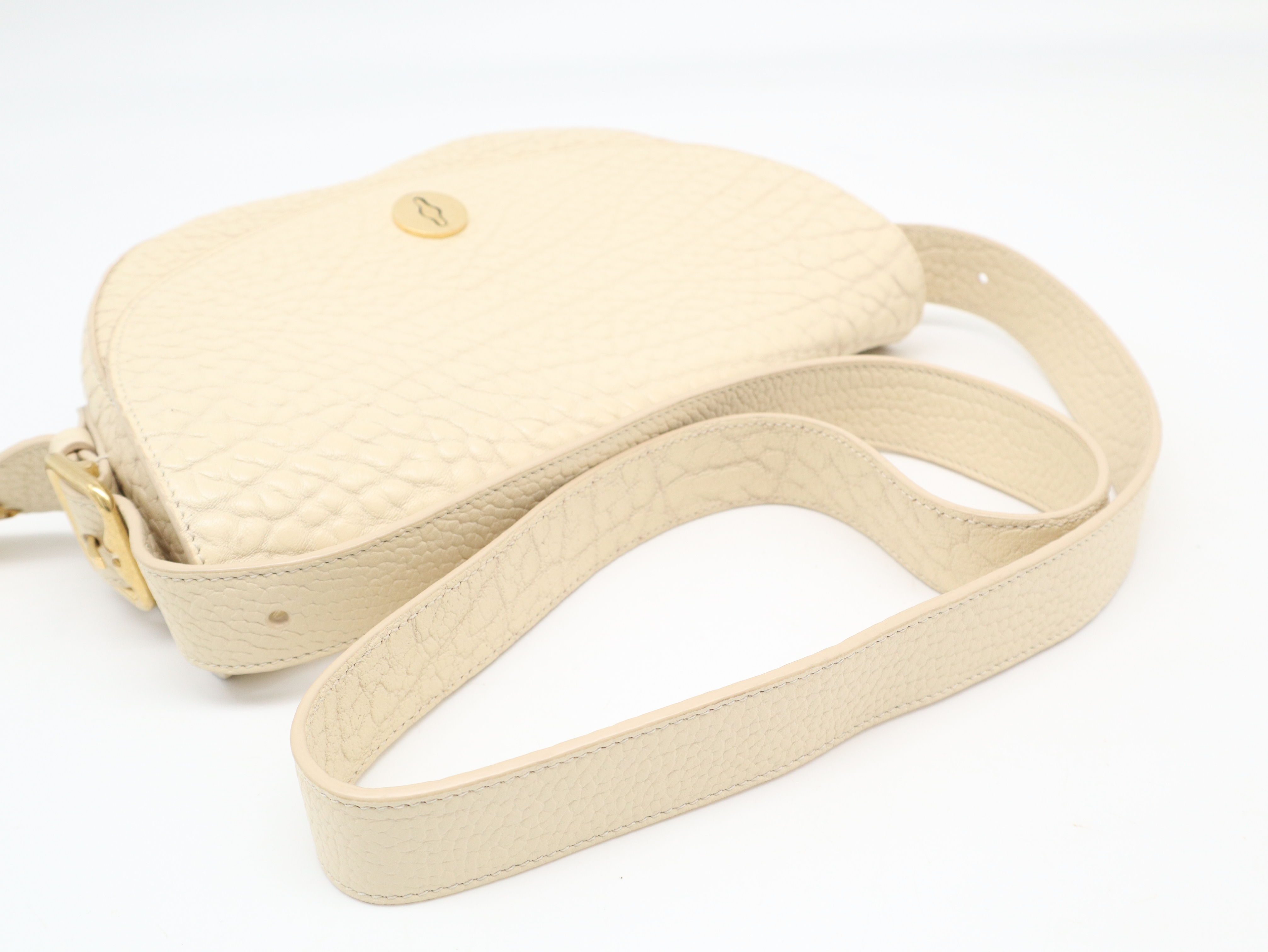 Small Chess Leather Shoulder Bag in Ivory with Dust Bag — view 6