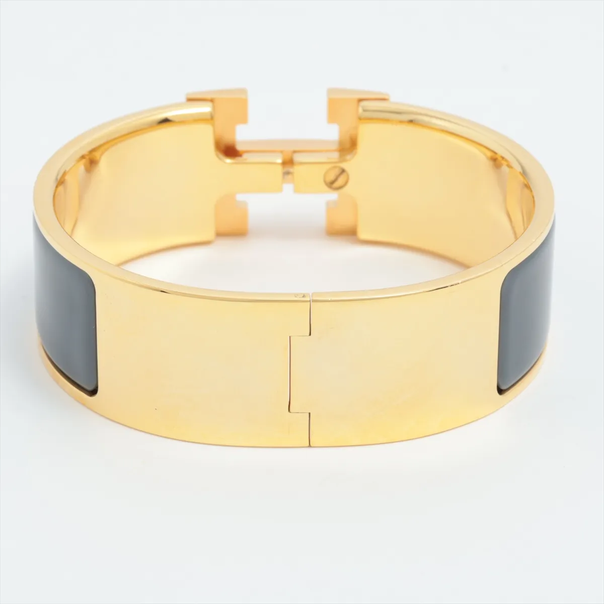 Clic Clac H Large Bracelet, GP x Enamel, Gray x Gold. Shows signs of wear, — view 2