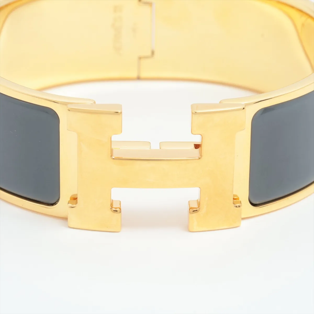 Clic Clac H Large Bracelet, GP x Enamel, Gray x Gold. Shows signs of wear, — view 3