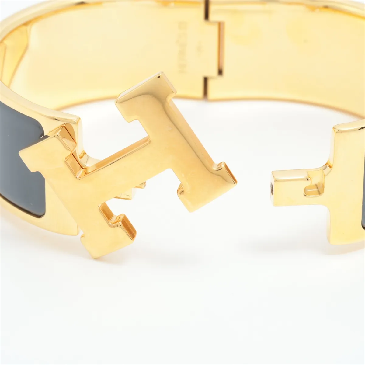Clic Clac H Large Bracelet, GP x Enamel, Gray x Gold. Shows signs of wear, — view 5