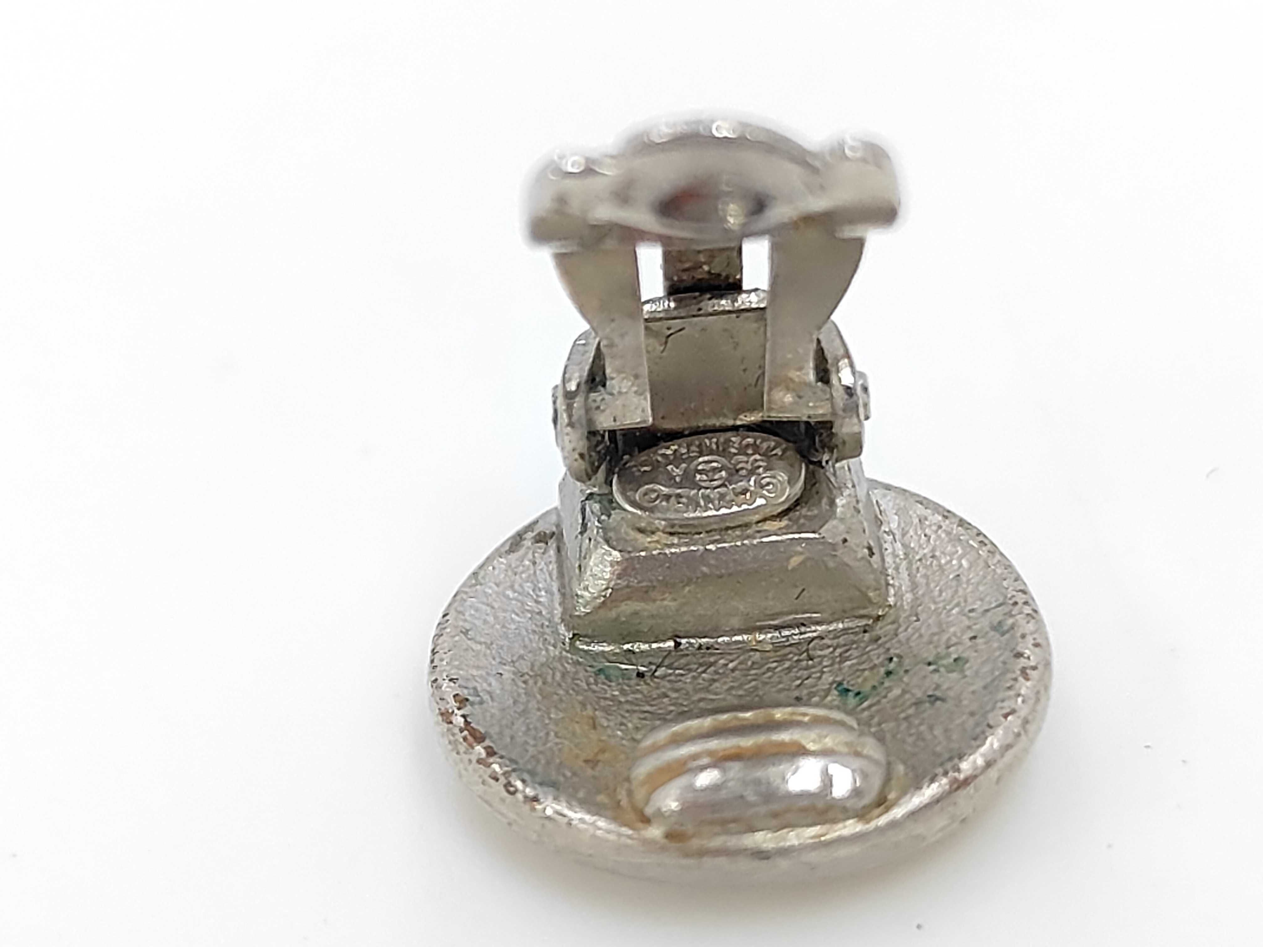 Silver Metal Logo Earrings (with verdigris) — view 5