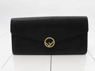 F's Leather Bi-fold Long Wallet, Black