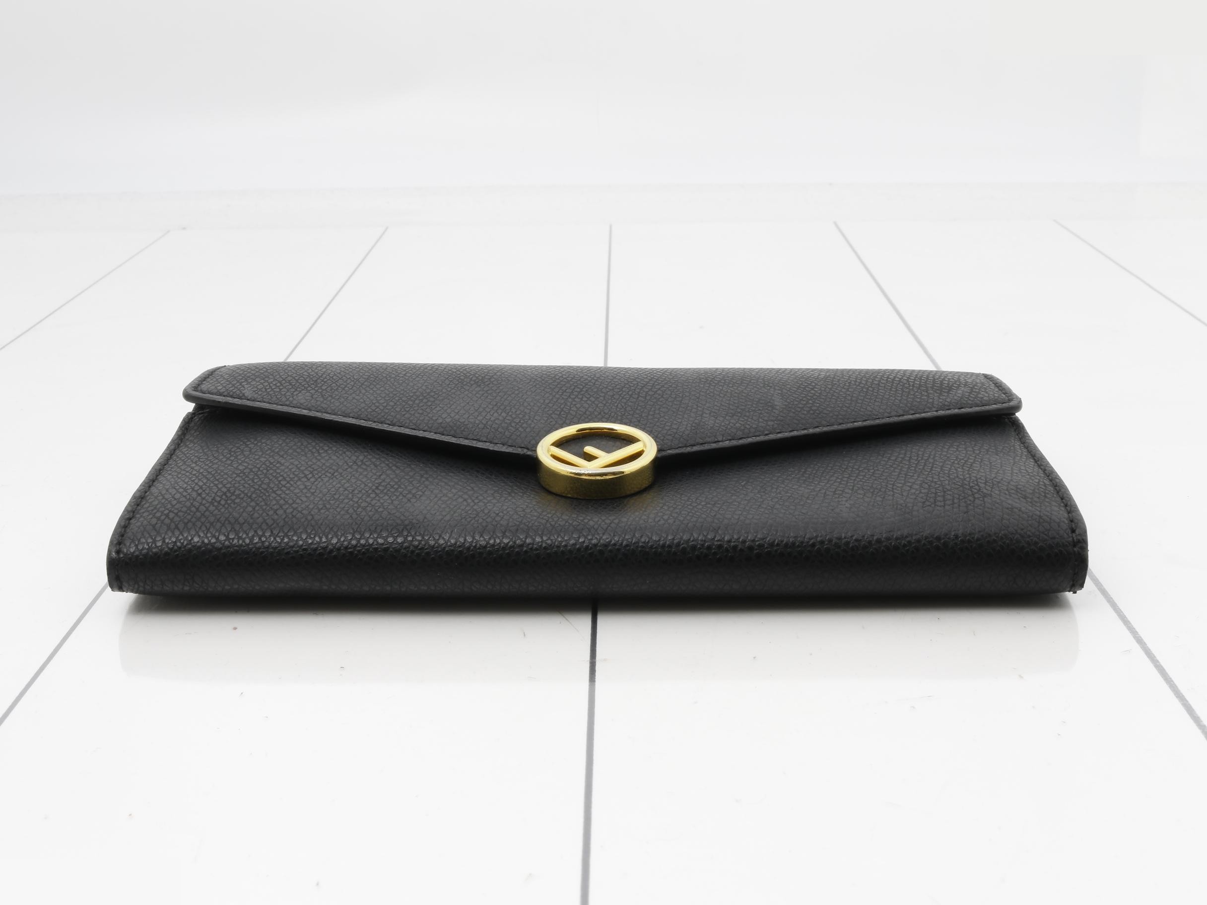 F's Leather Bi-fold Long Wallet, Black — view 3