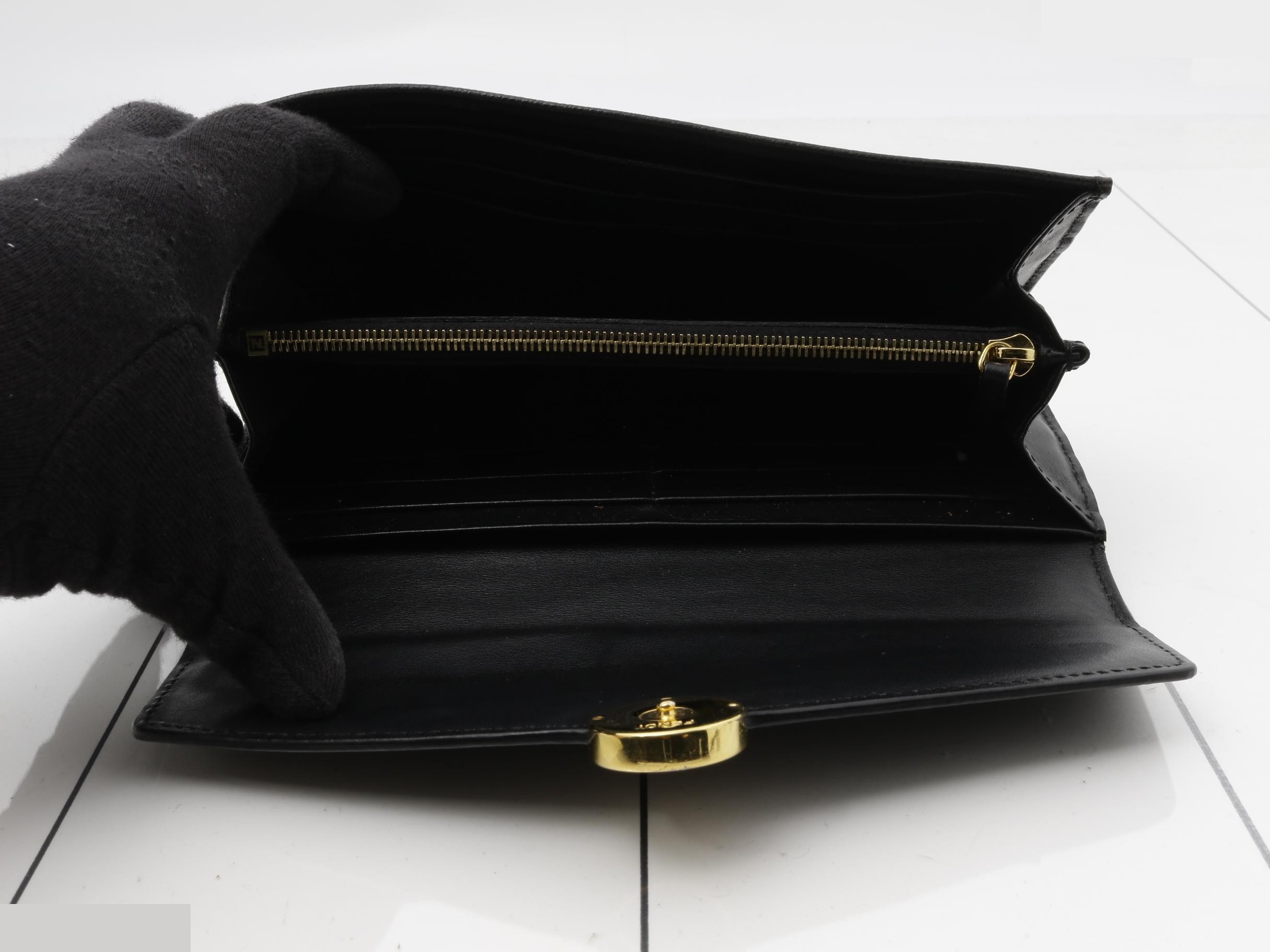 F's Leather Bi-fold Long Wallet, Black — view 4