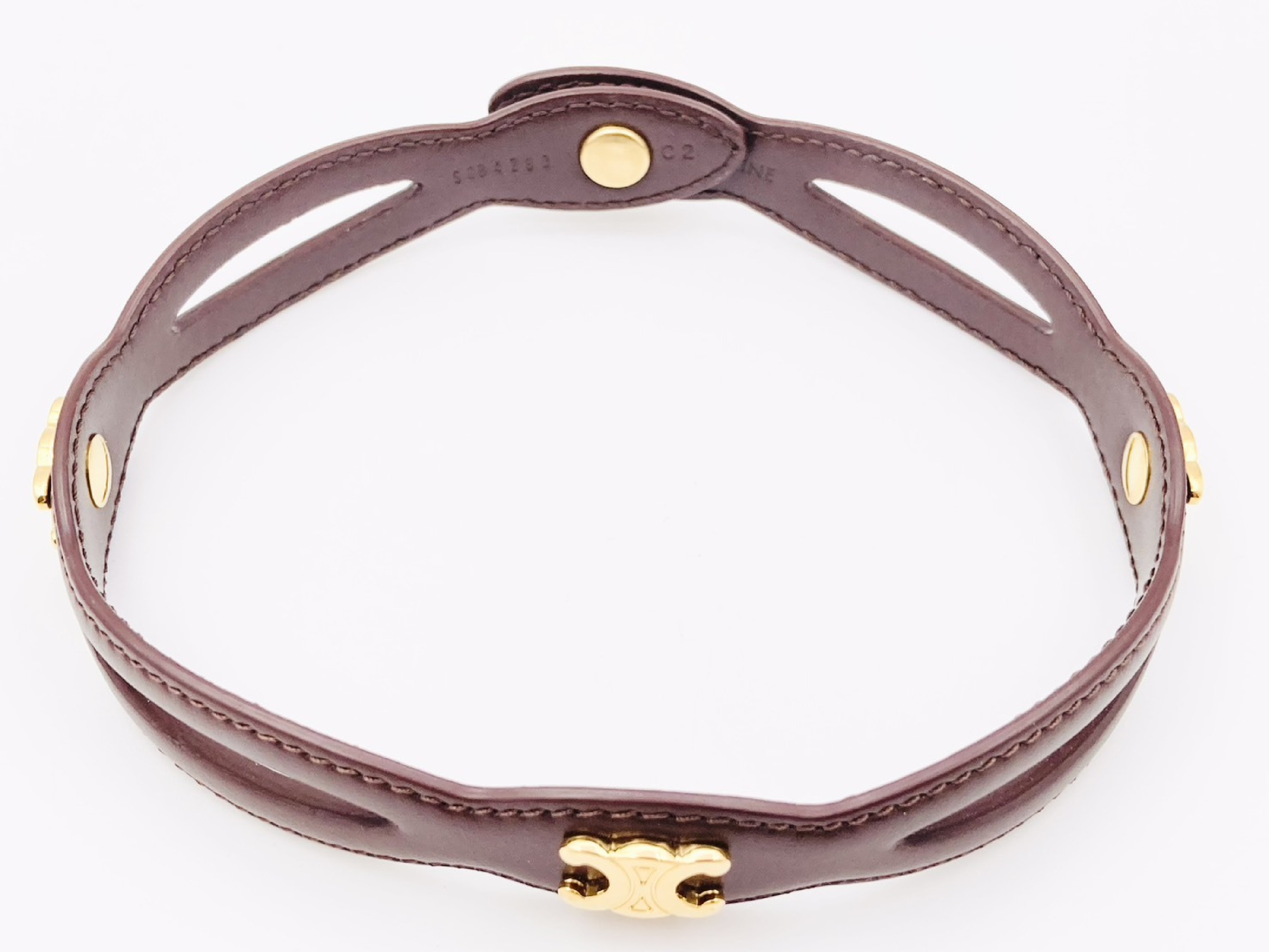 Triomphe Leather Choker Necklace C2 Brown x Gold Hedi Slimane Necklace — view 4