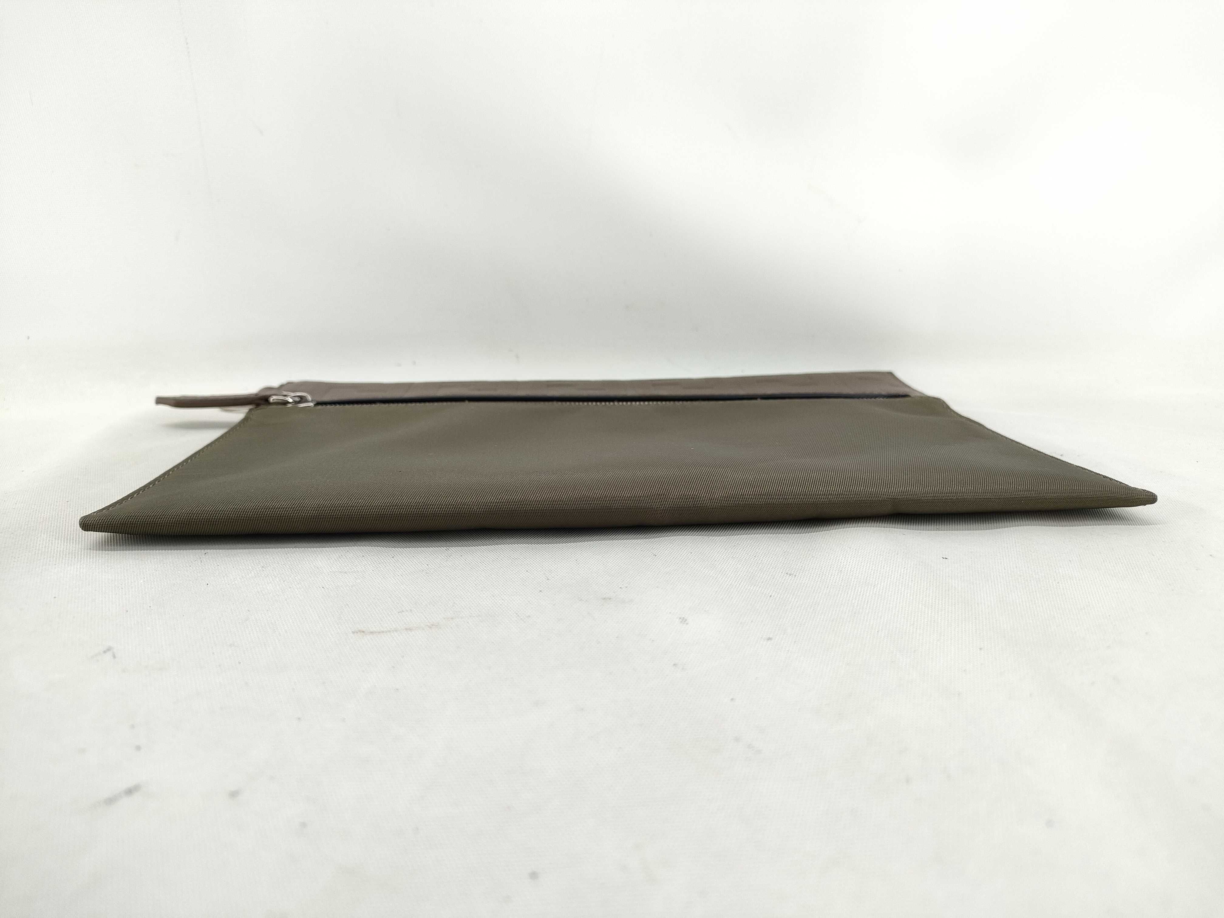 Zucca pattern clutch bag, leather and nylon, brown clutch bag — view 3