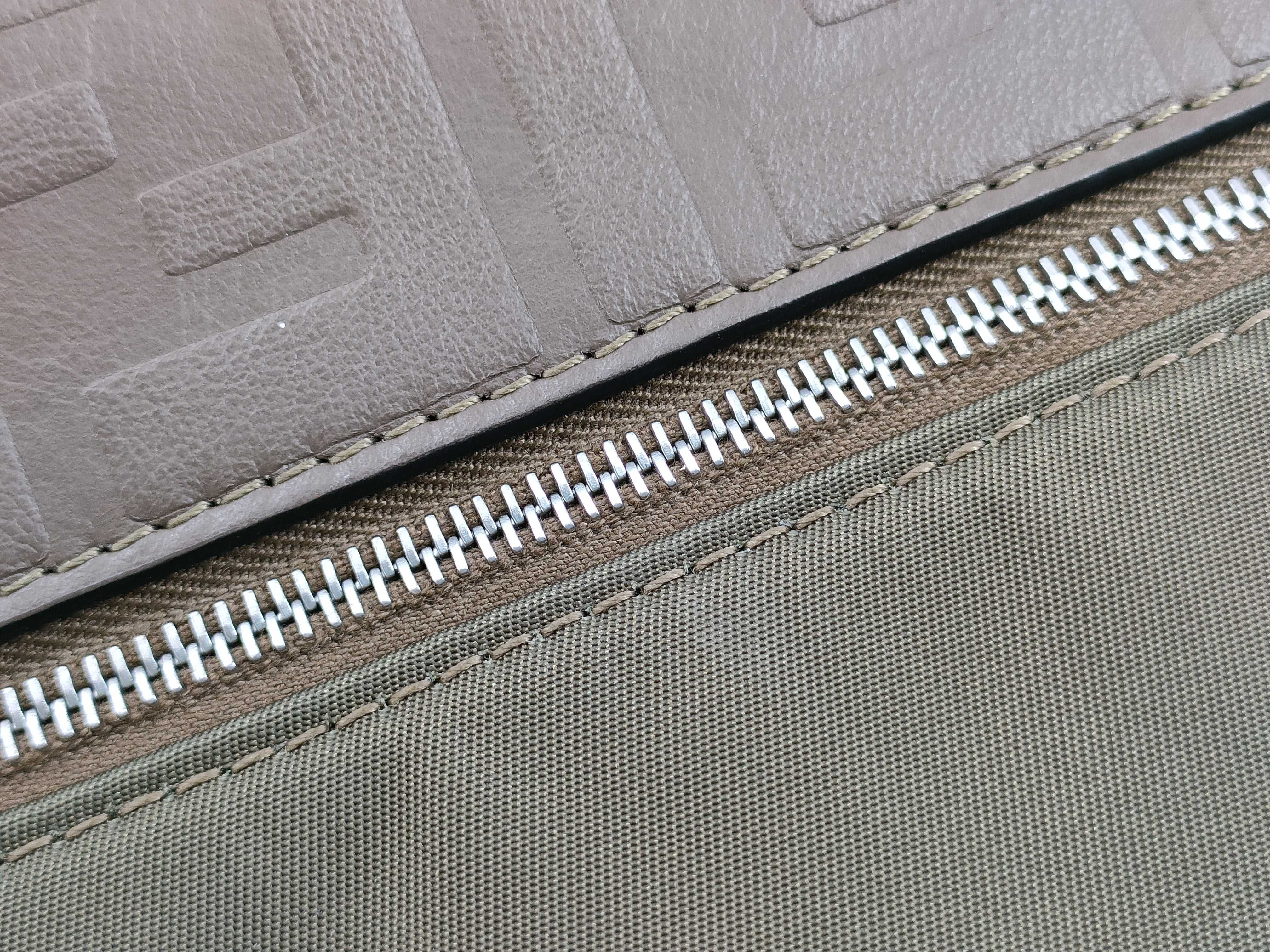 Zucca pattern clutch bag, leather and nylon, brown clutch bag — view 5