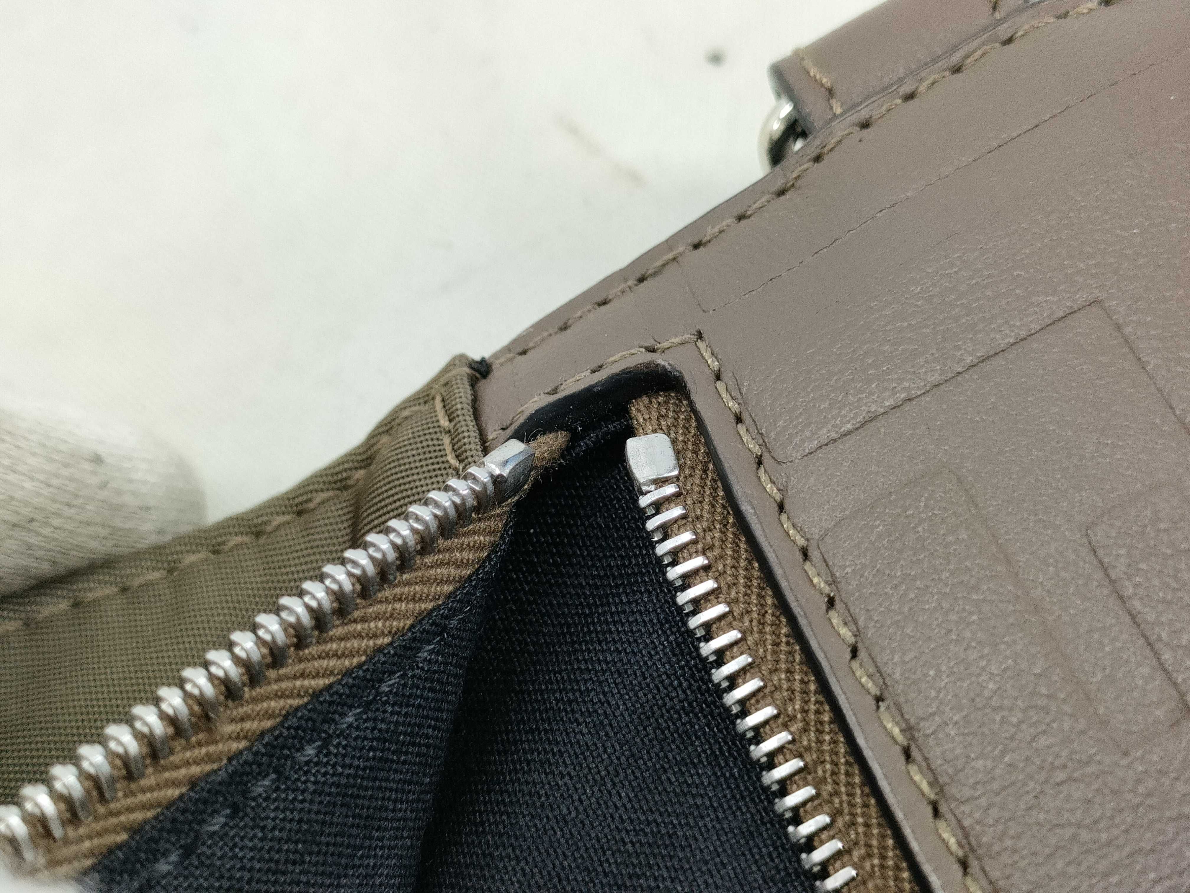 Zucca pattern clutch bag, leather and nylon, brown clutch bag — view 8
