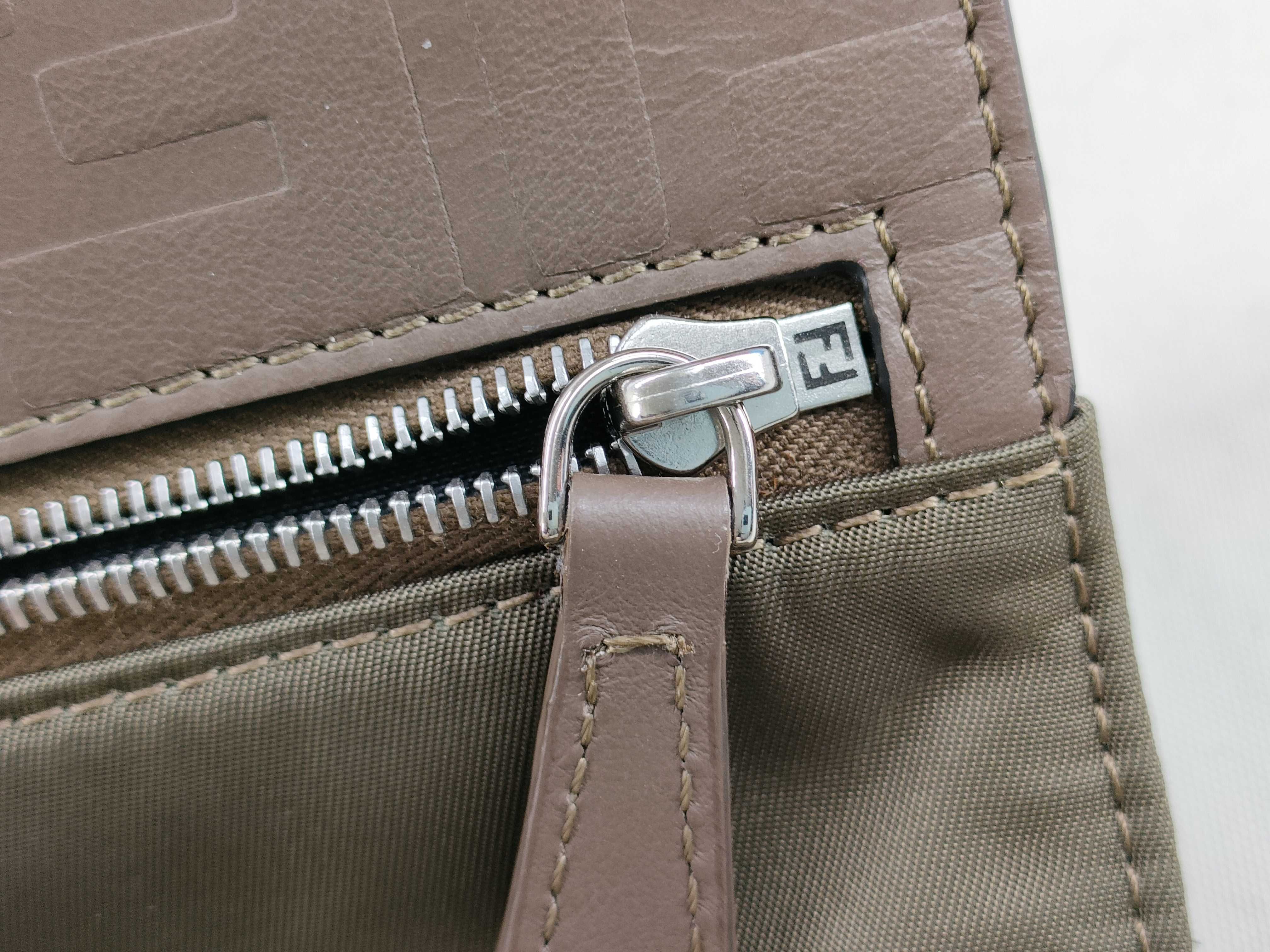 Zucca pattern clutch bag, leather and nylon, brown clutch bag — view 9