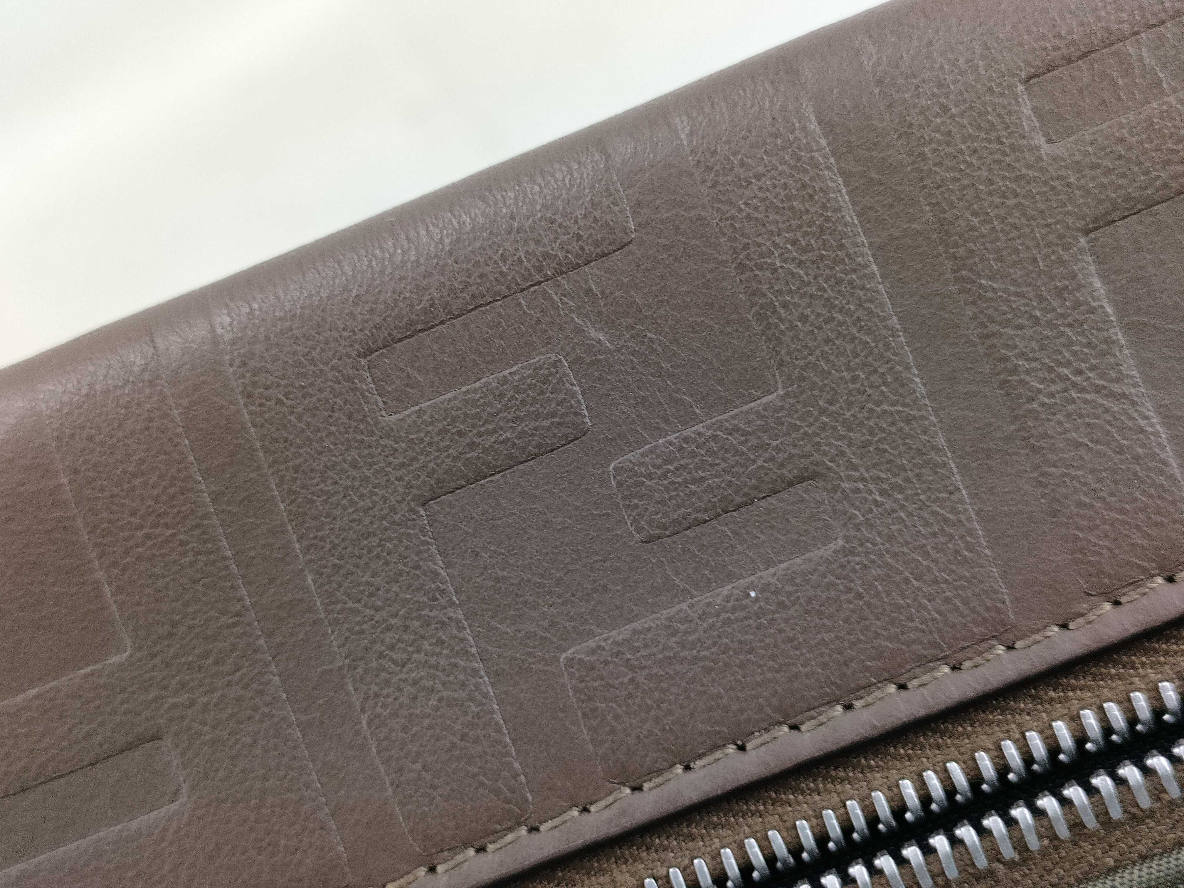 Zucca pattern clutch bag, leather and nylon, brown clutch bag — view 10