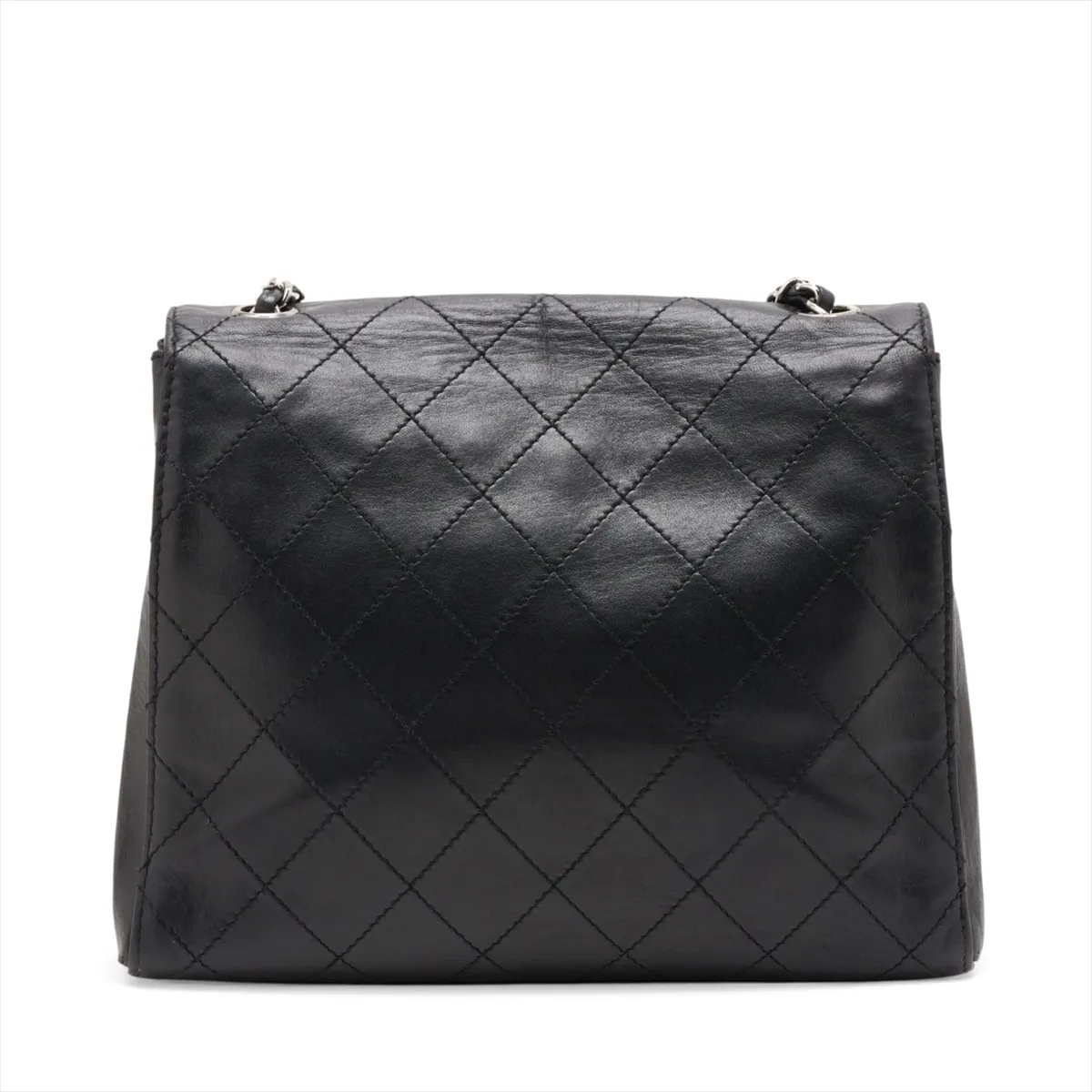 Matelassé Lambskin Single Flap Single Chain Bag, Black with Silver Hardware, 6072385, Series 6 — view 2