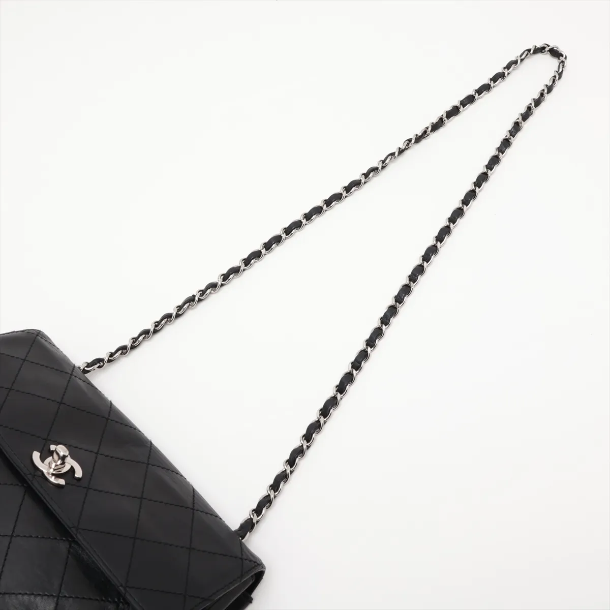 Matelassé Lambskin Single Flap Single Chain Bag, Black with Silver Hardware, 6072385, Series 6 — view 5