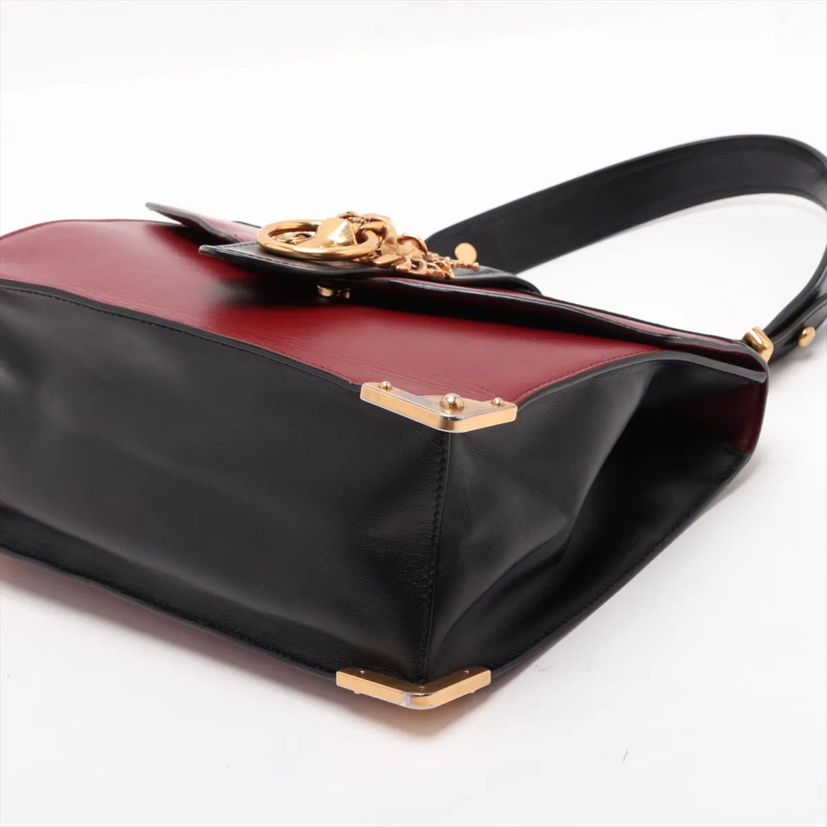 Cahier Lion Head Leather 2-Way Shoulder Bag, Red x Black, 1BD089 — view 3
