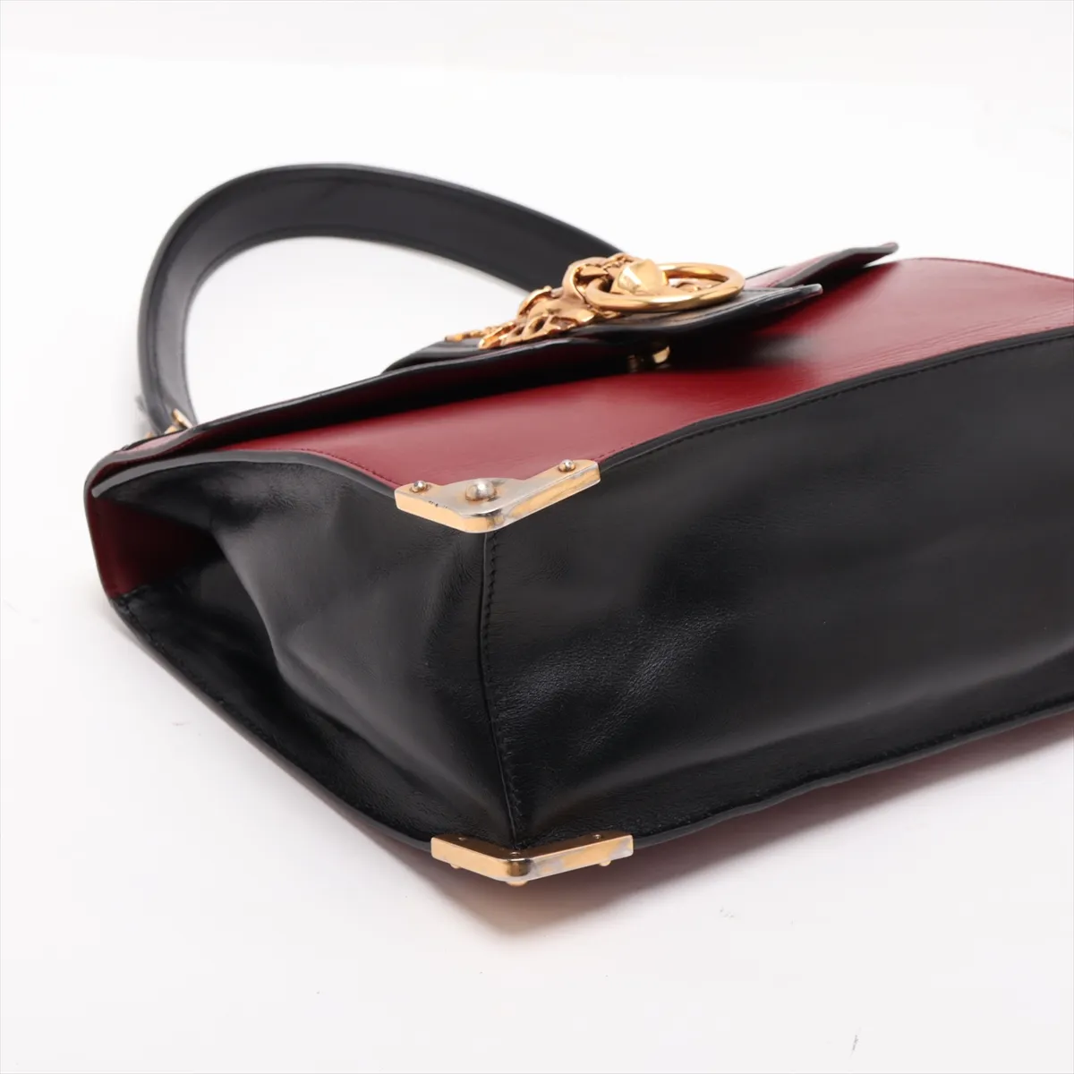 Cahier Lion Head Leather 2-Way Shoulder Bag, Red x Black, 1BD089 — view 4