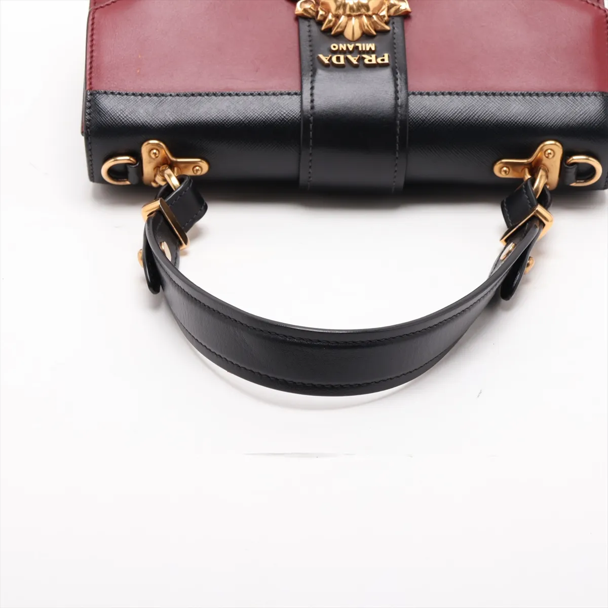 Cahier Lion Head Leather 2-Way Shoulder Bag, Red x Black, 1BD089 — view 5