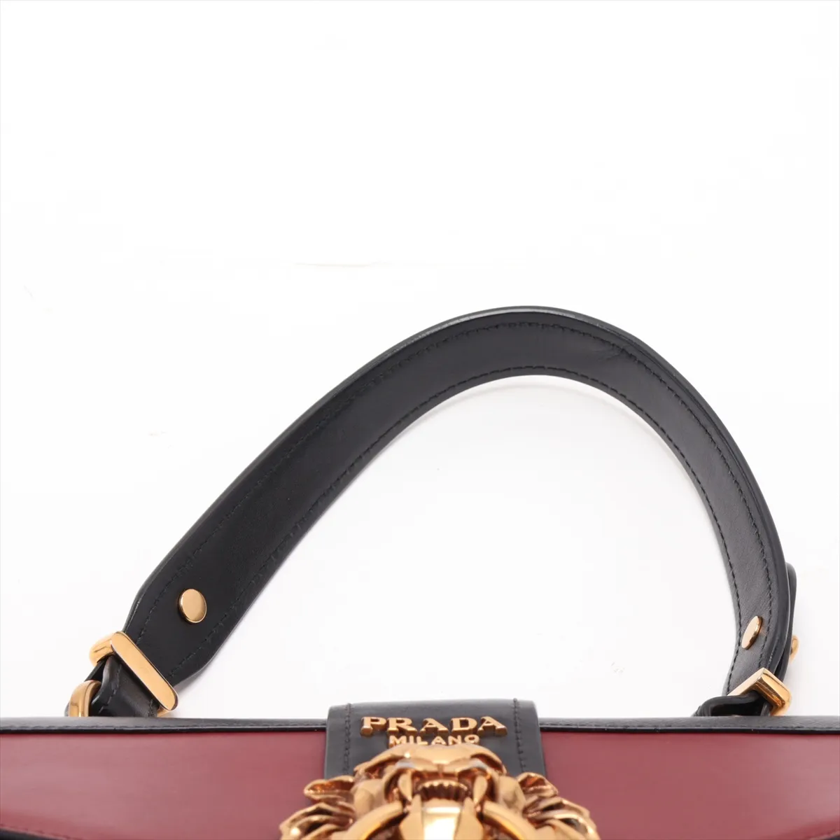 Cahier Lion Head Leather 2-Way Shoulder Bag, Red x Black, 1BD089 — view 6