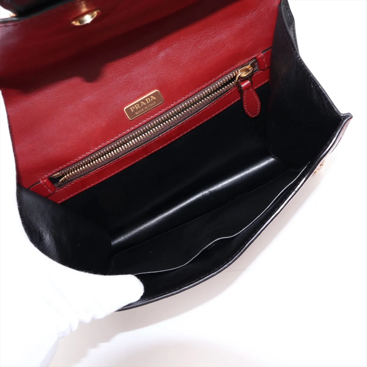 Cahier Lion Head Leather 2-Way Shoulder Bag, Red x Black, 1BD089 — view 8