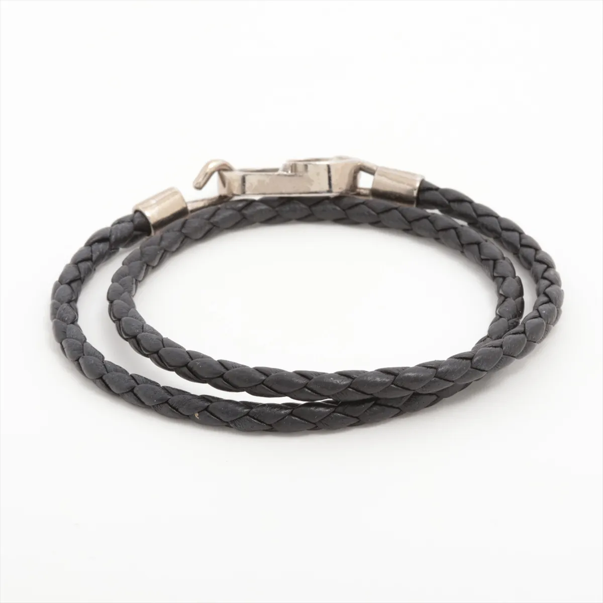 CD Icon Bracelet, Metal x Leather, Black. Shows signs of wear, including dents, — view 2