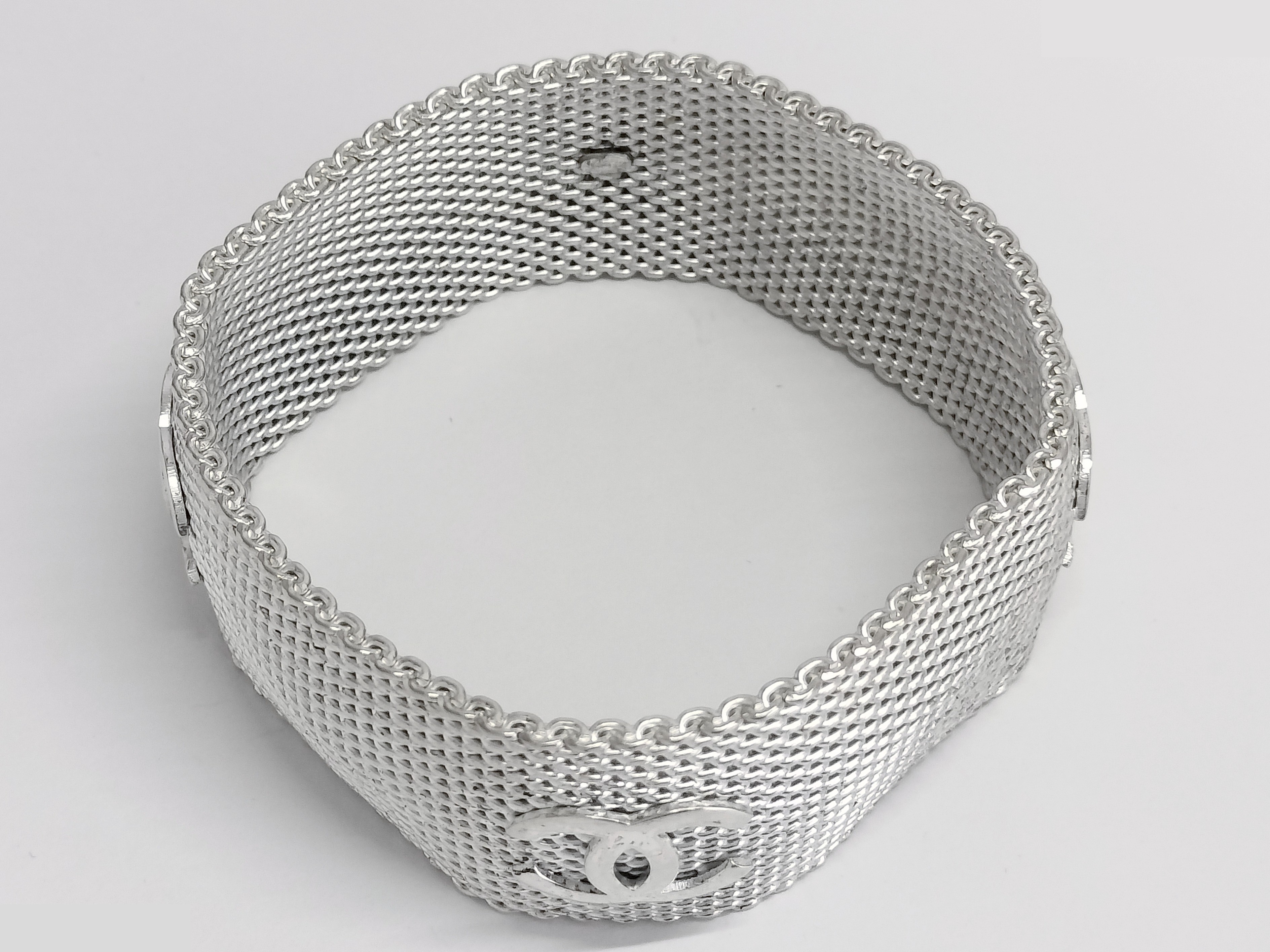 Coco Mesh Silver Bangle, Wrist Circumference Approx. 19.5cm — view 2