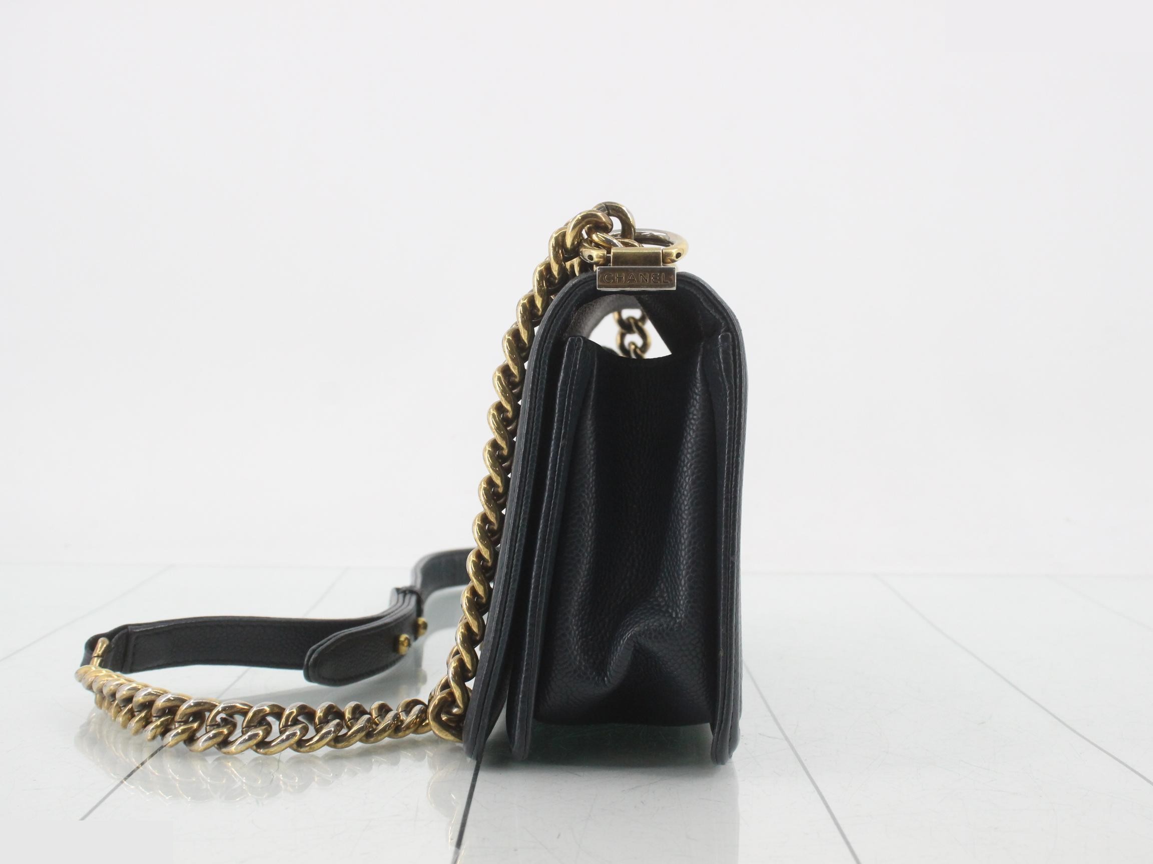 Boy Chanel Caviar Skin Chain Shoulder Bag — view 3
