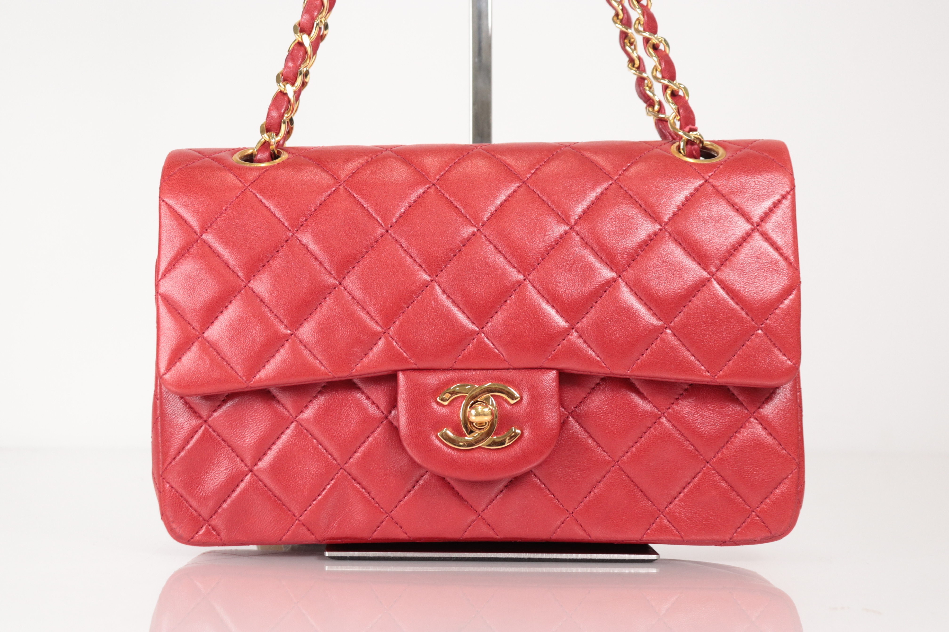 W-Flap 23 Lambskin Chain Shoulder Bag, Red, Series 1 — view 2
