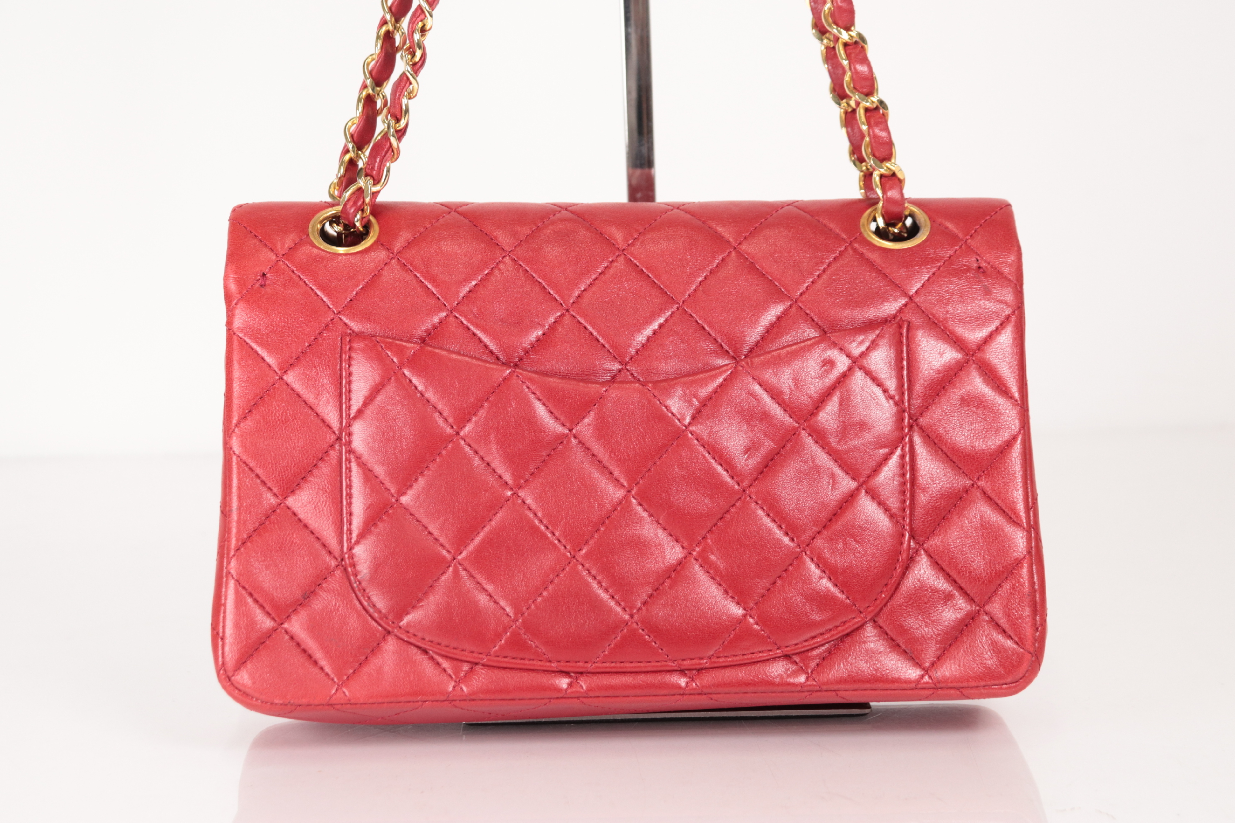 W-Flap 23 Lambskin Chain Shoulder Bag, Red, Series 1 — view 3