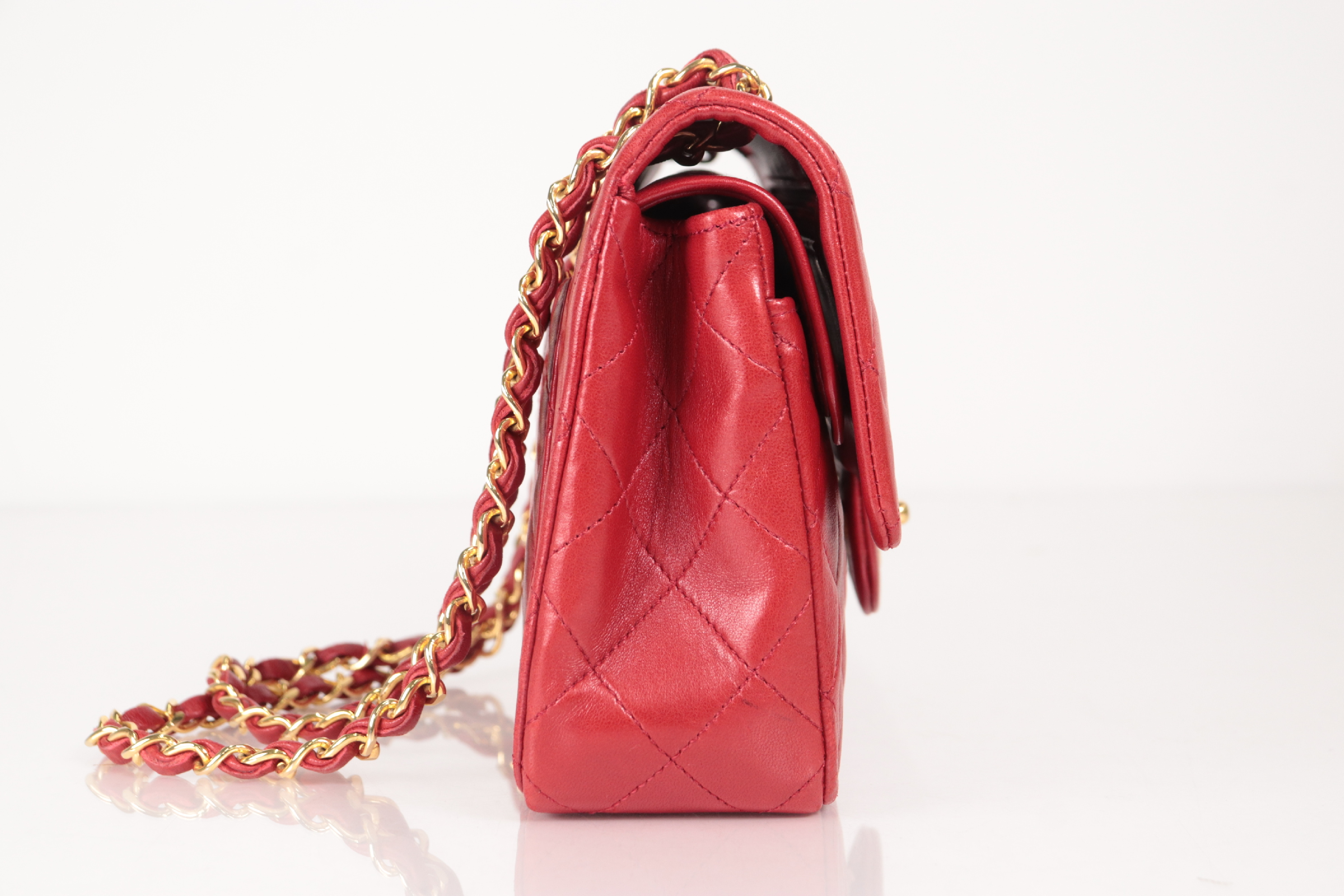 W-Flap 23 Lambskin Chain Shoulder Bag, Red, Series 1 — view 5