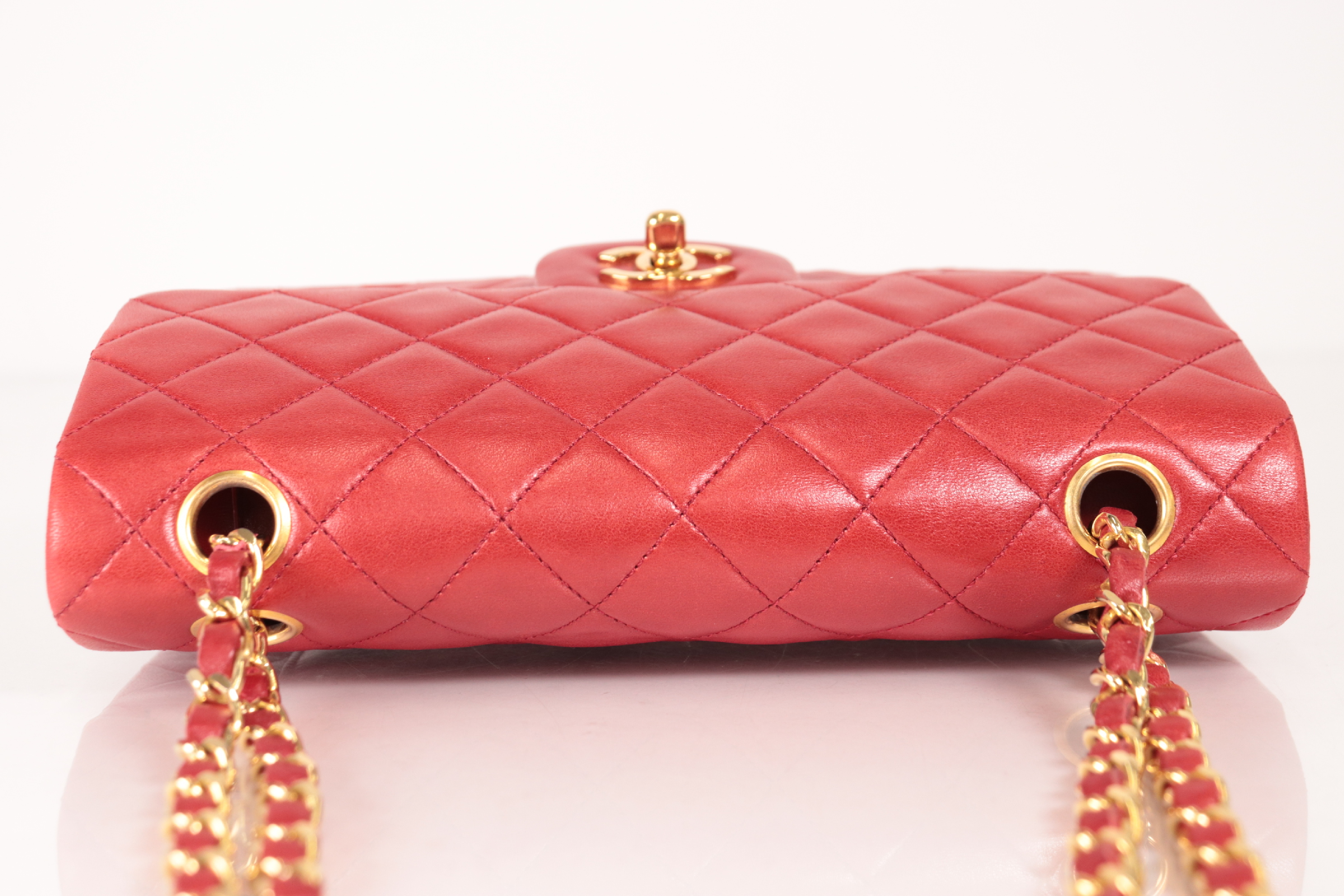 W-Flap 23 Lambskin Chain Shoulder Bag, Red, Series 1 — view 6