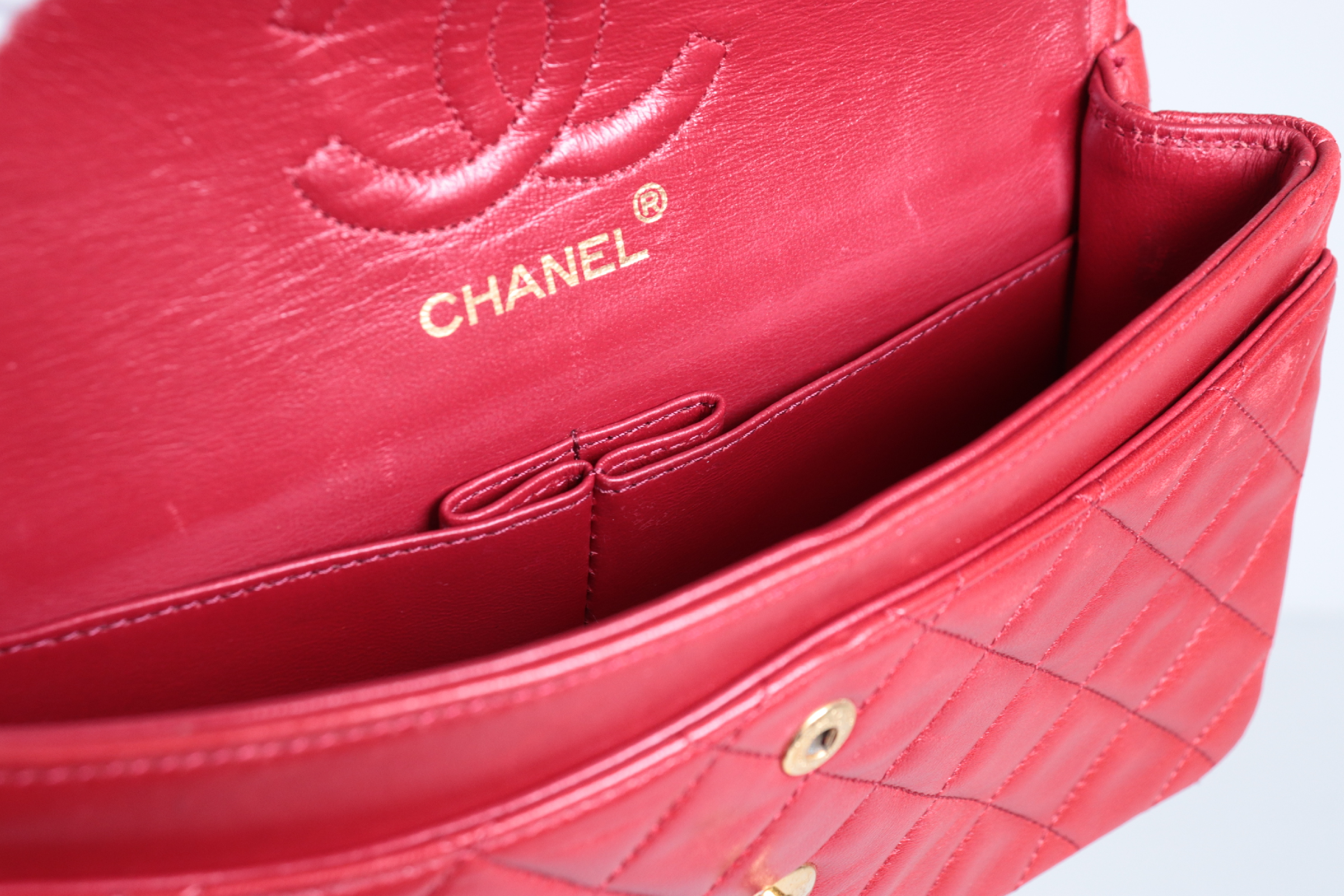 W-Flap 23 Lambskin Chain Shoulder Bag, Red, Series 1 — view 9