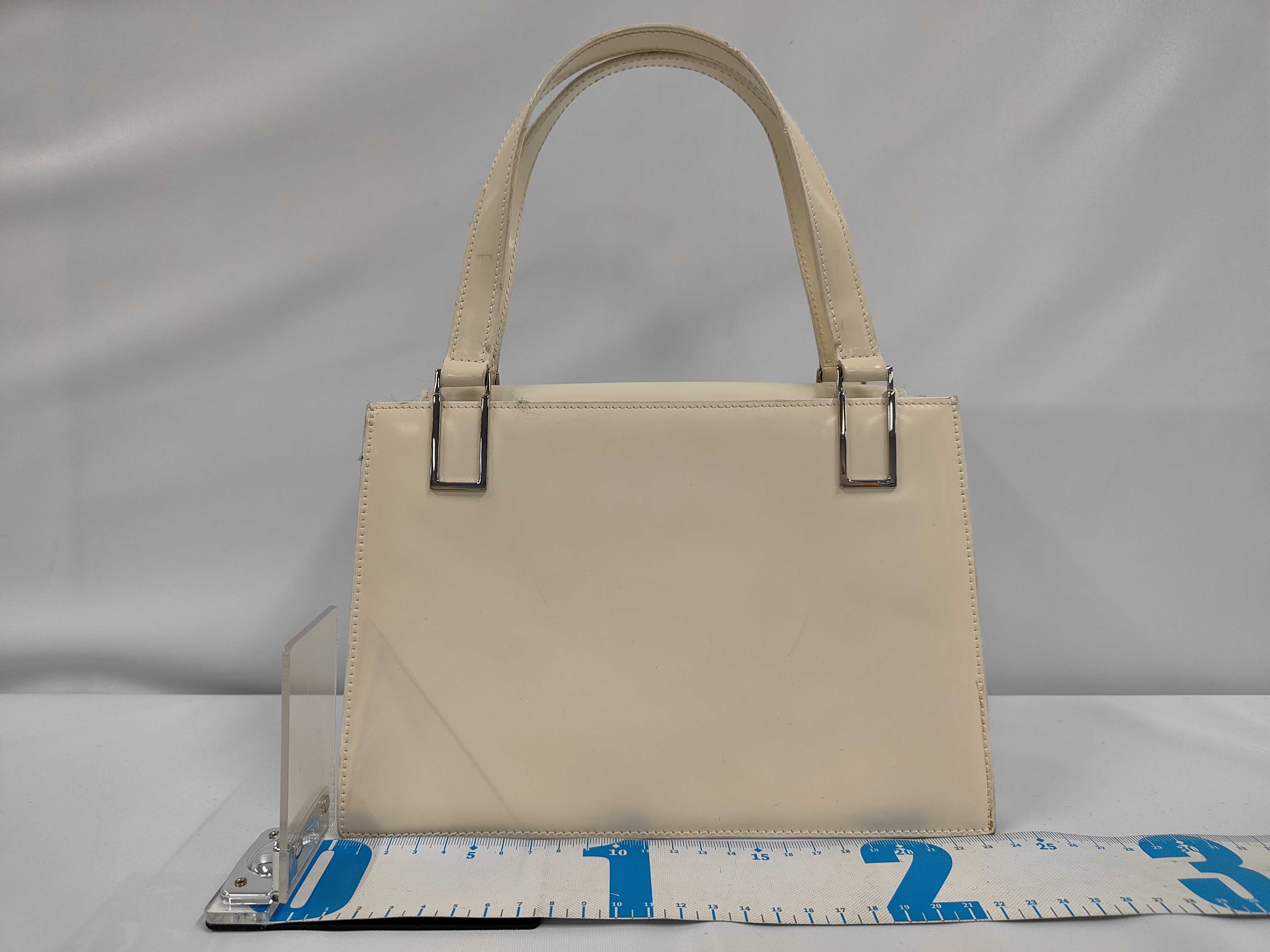 2-way handbag with strap, calf leather, white - handbag — view 2