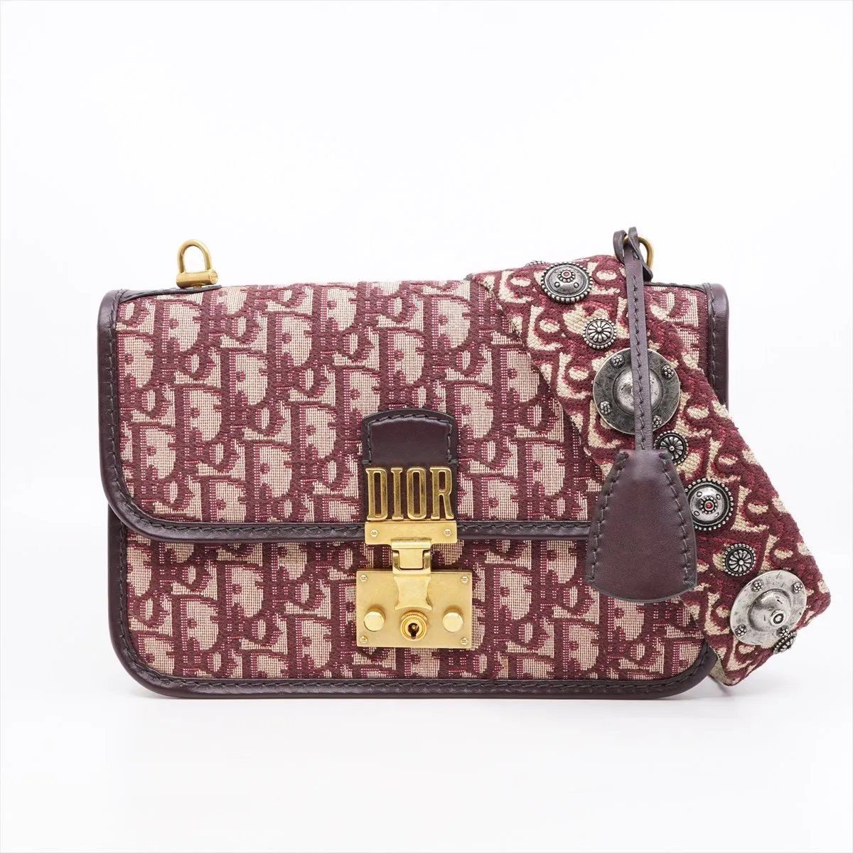 Oblique Addict Canvas x Leather Shoulder Bag, Red, 09-BO-1128