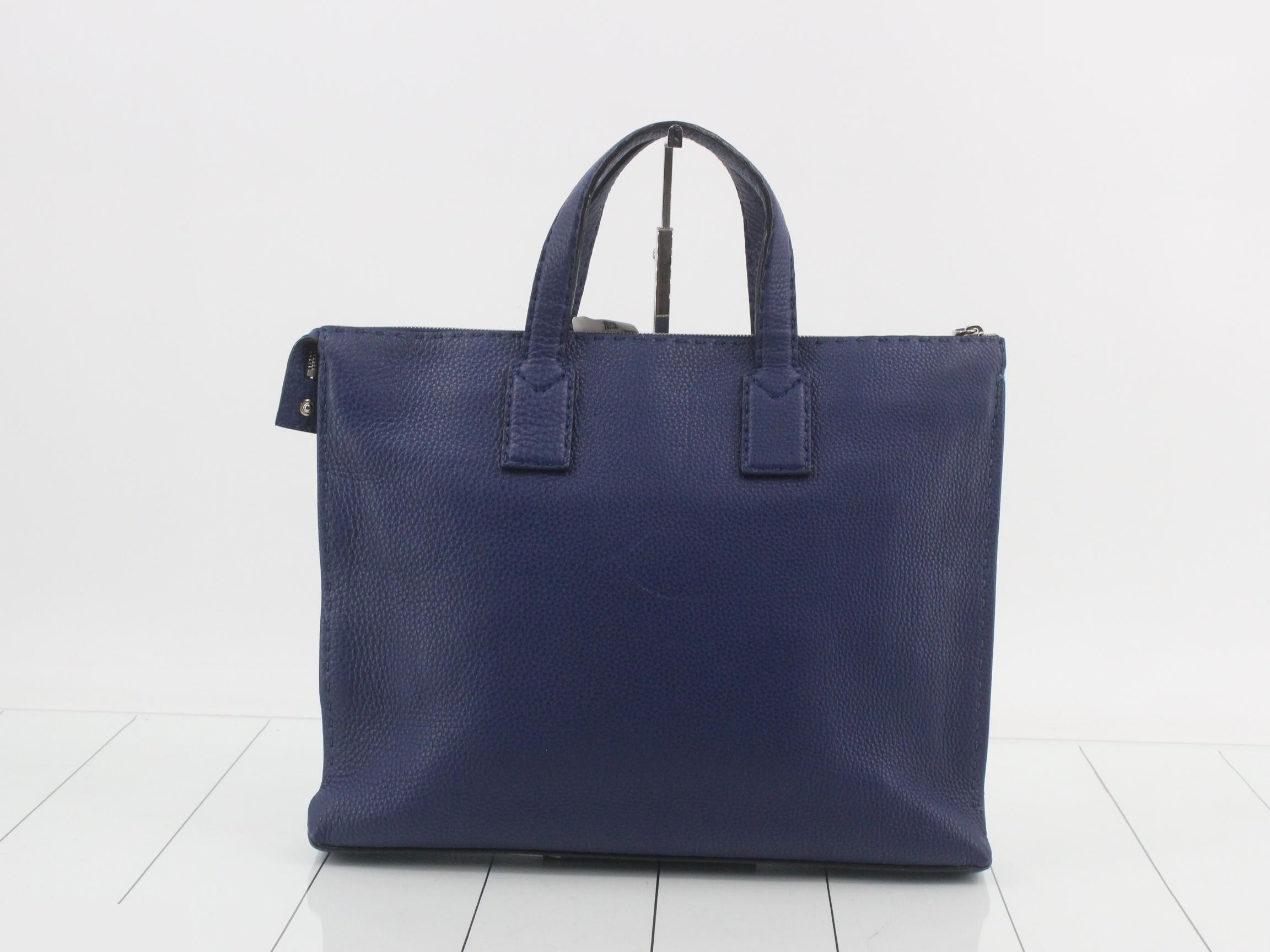Selleria Business Bag, Leather, Navy — view 2