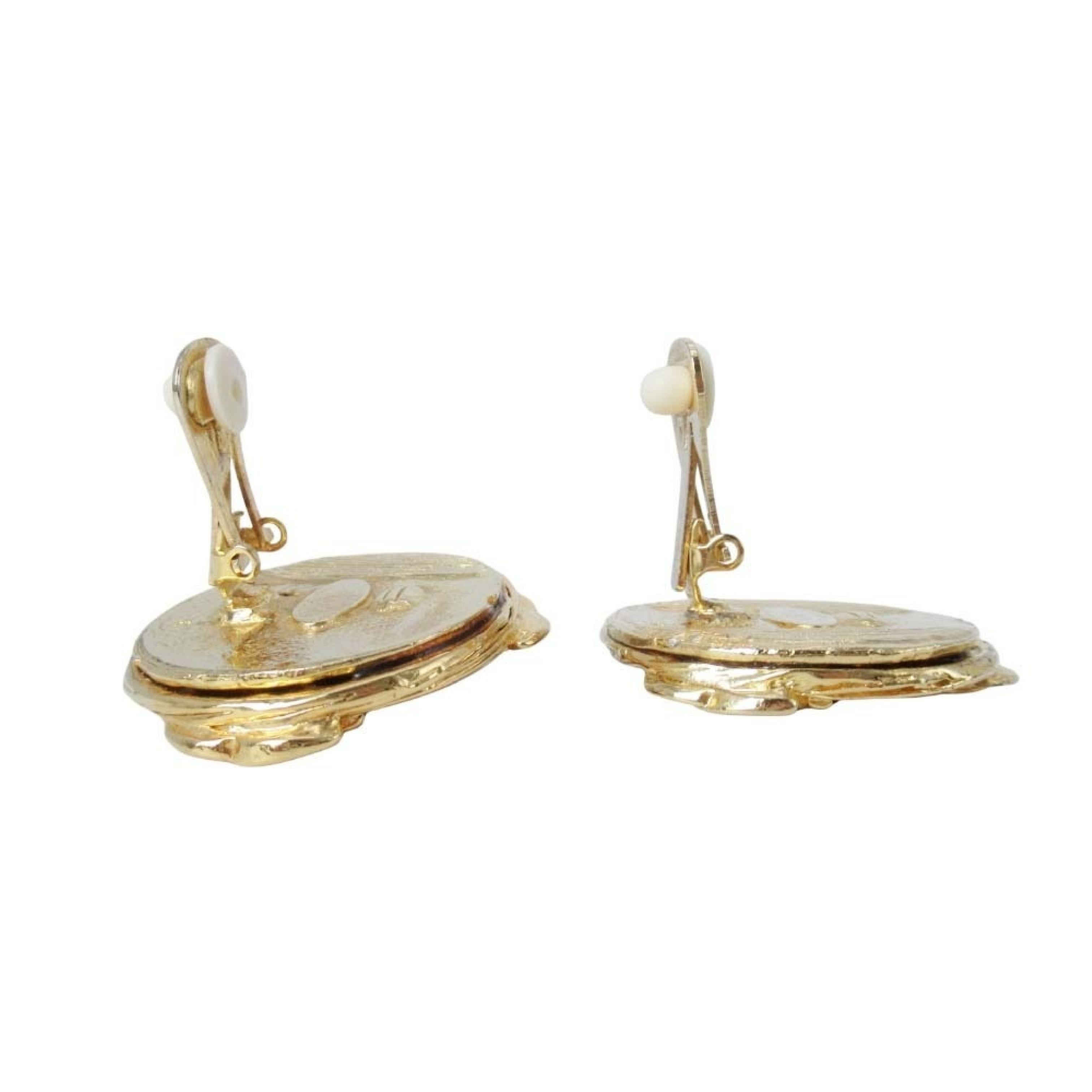 1990 vintage Coco Mark Gripoix earrings, costume jewelry, accessories, gold, red, other accessories. — view 3