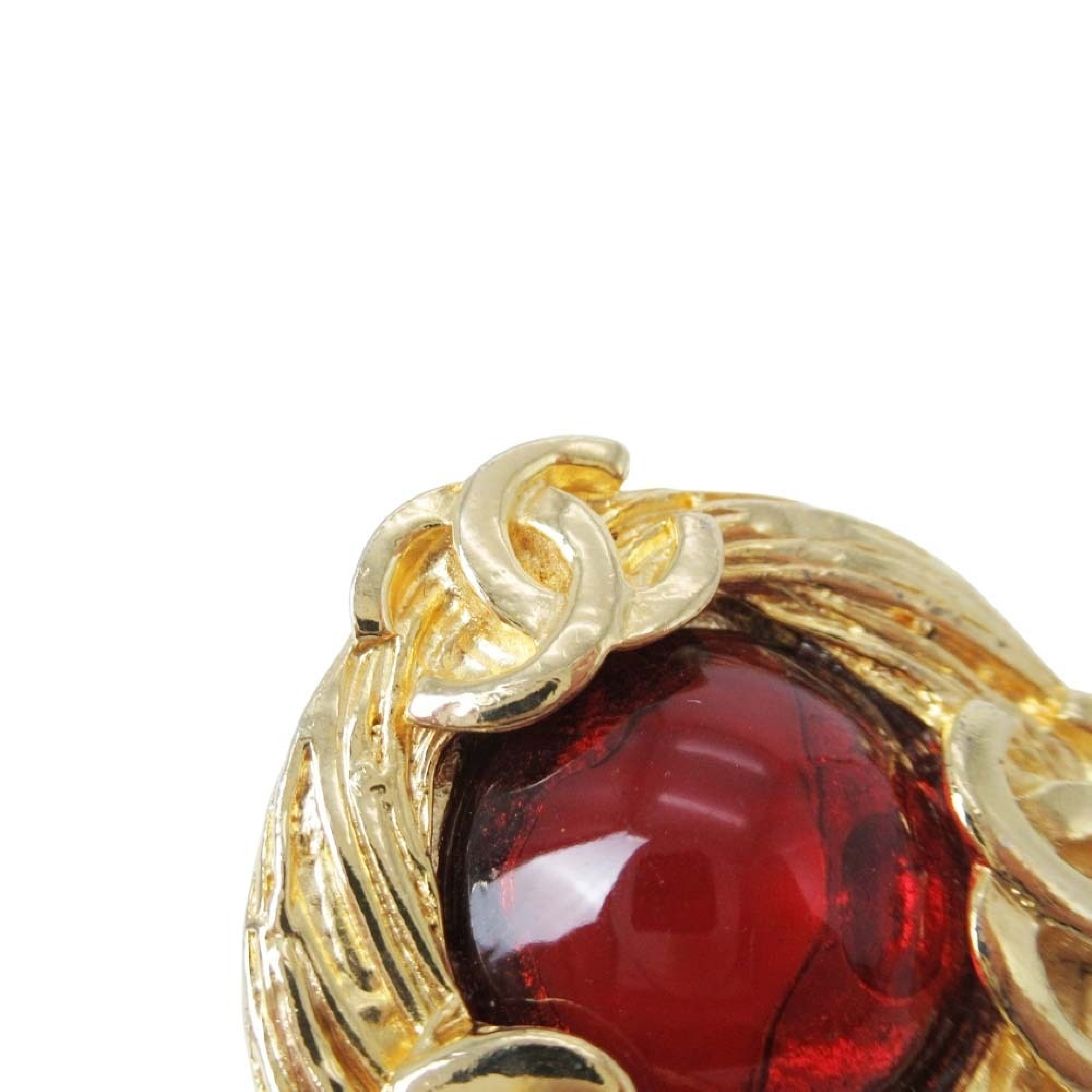 1990 vintage Coco Mark Gripoix earrings, costume jewelry, accessories, gold, red, other accessories. — view 4